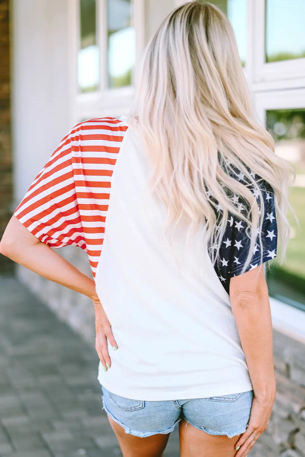 Grateful Threads Boutique White The US Stars and Stripes V-Neck Tee - T-Shirts White The US Stars and Stripes V Neck Tee