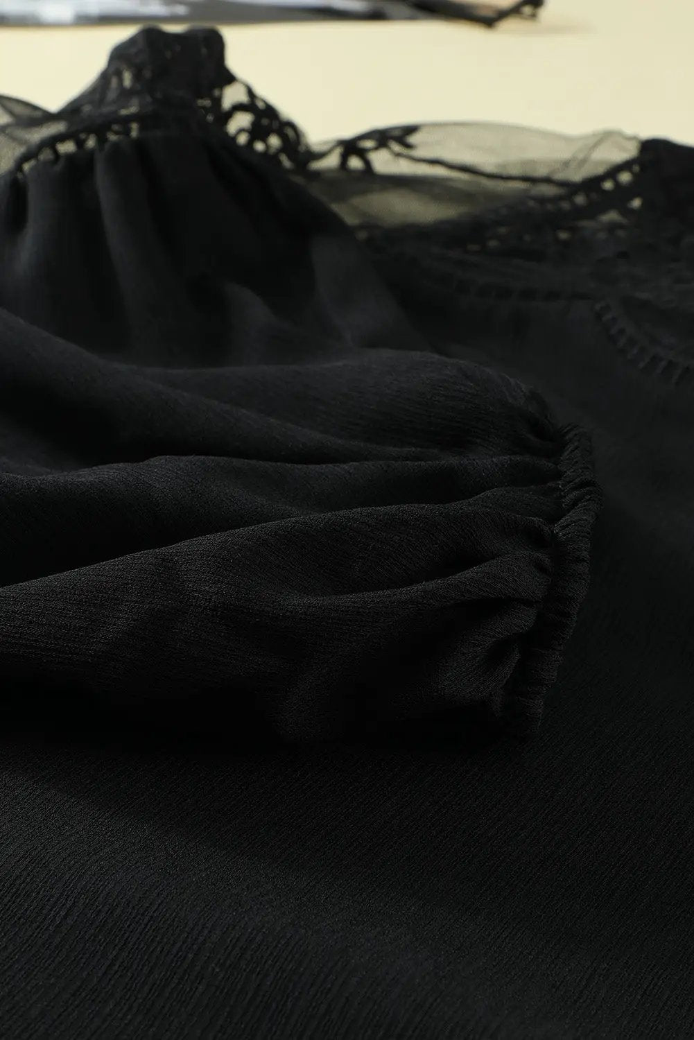 Grateful Threads Boutique The Noir Romance Lace Sleeve Blouse - Blouses Black Formal Invitation Lace Blouse