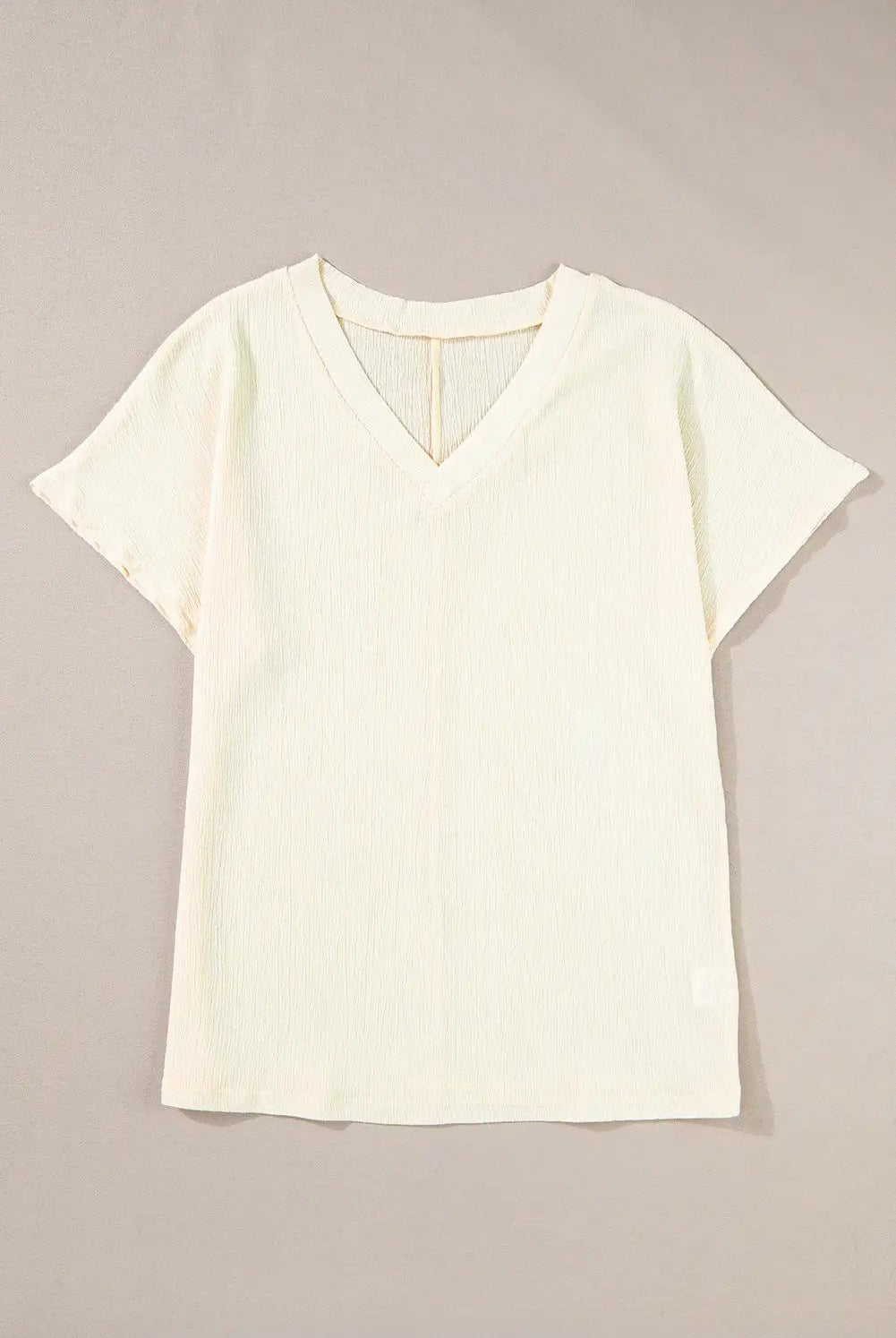 Grateful Threads Boutique Apricot Crinkled V Neck Wide Sleeve T-Shirt - T-Shirts