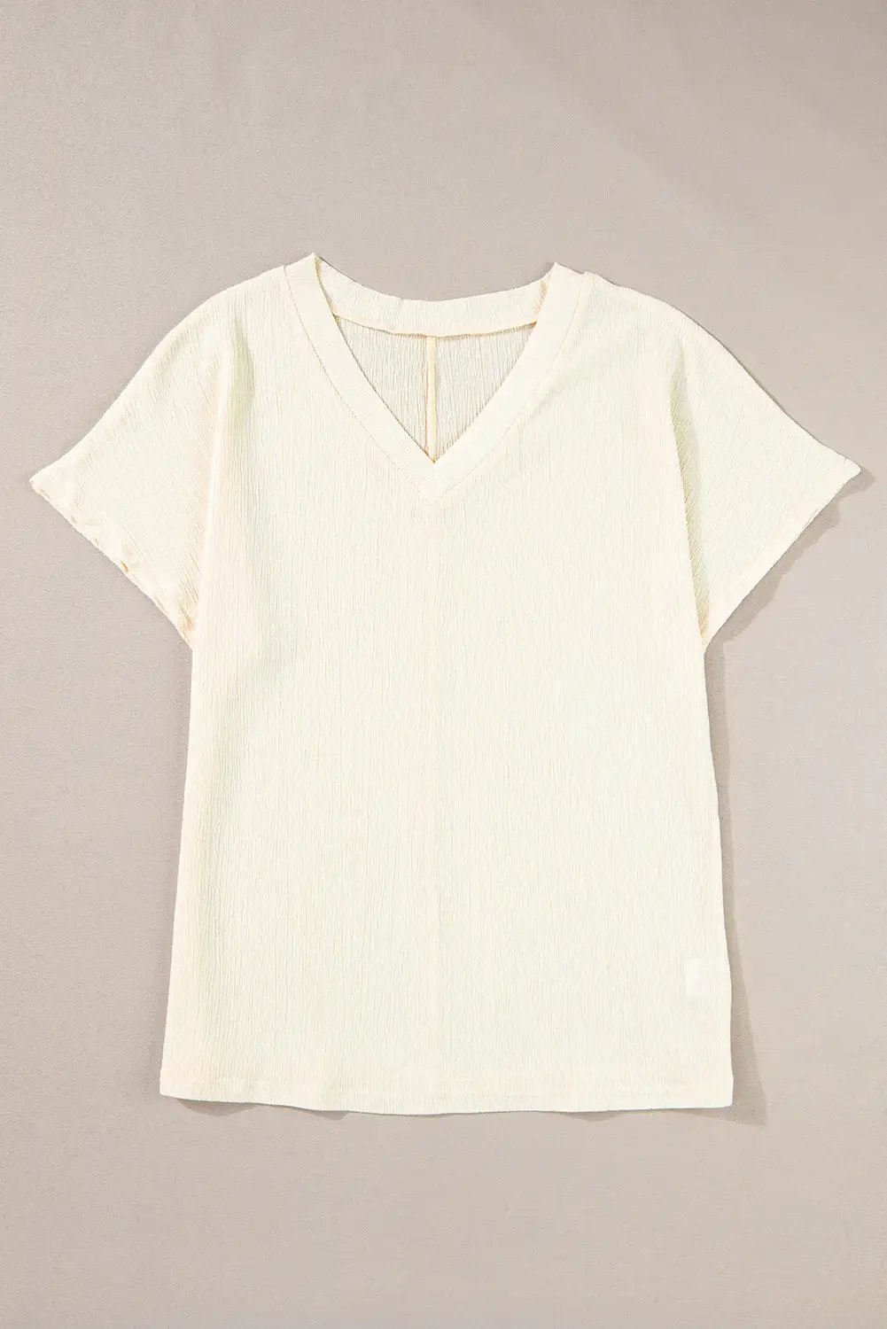Grateful Threads Boutique Apricot Crinkled V Neck Wide Sleeve T-Shirt - T-Shirts