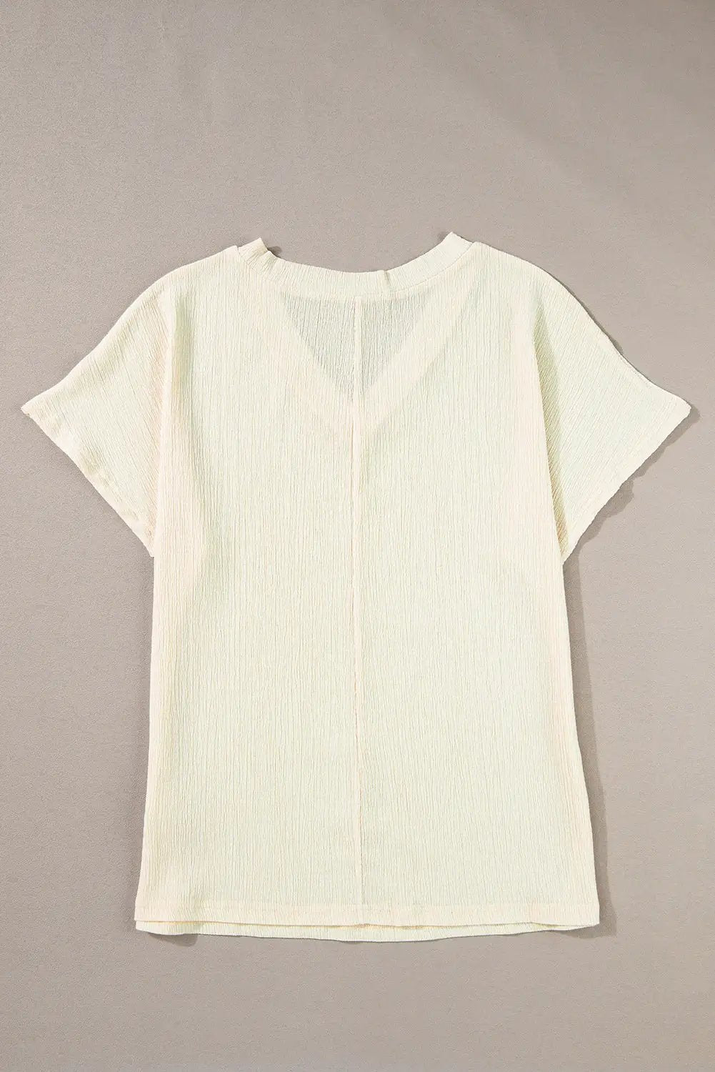Grateful Threads Boutique Apricot Crinkled V Neck Wide Sleeve T-Shirt - T-Shirts