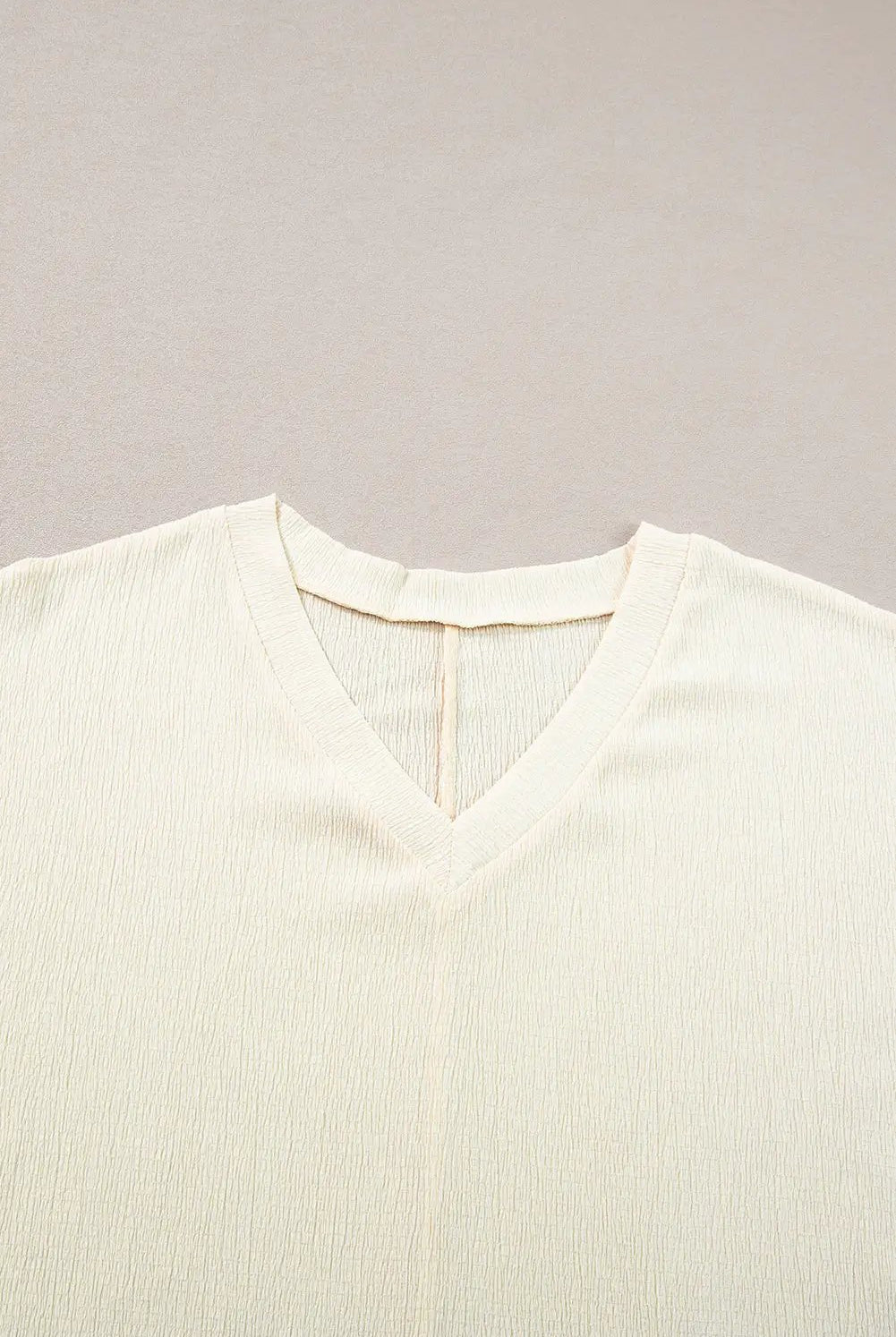Grateful Threads Boutique Apricot Crinkled V Neck Wide Sleeve T-Shirt - T-Shirts