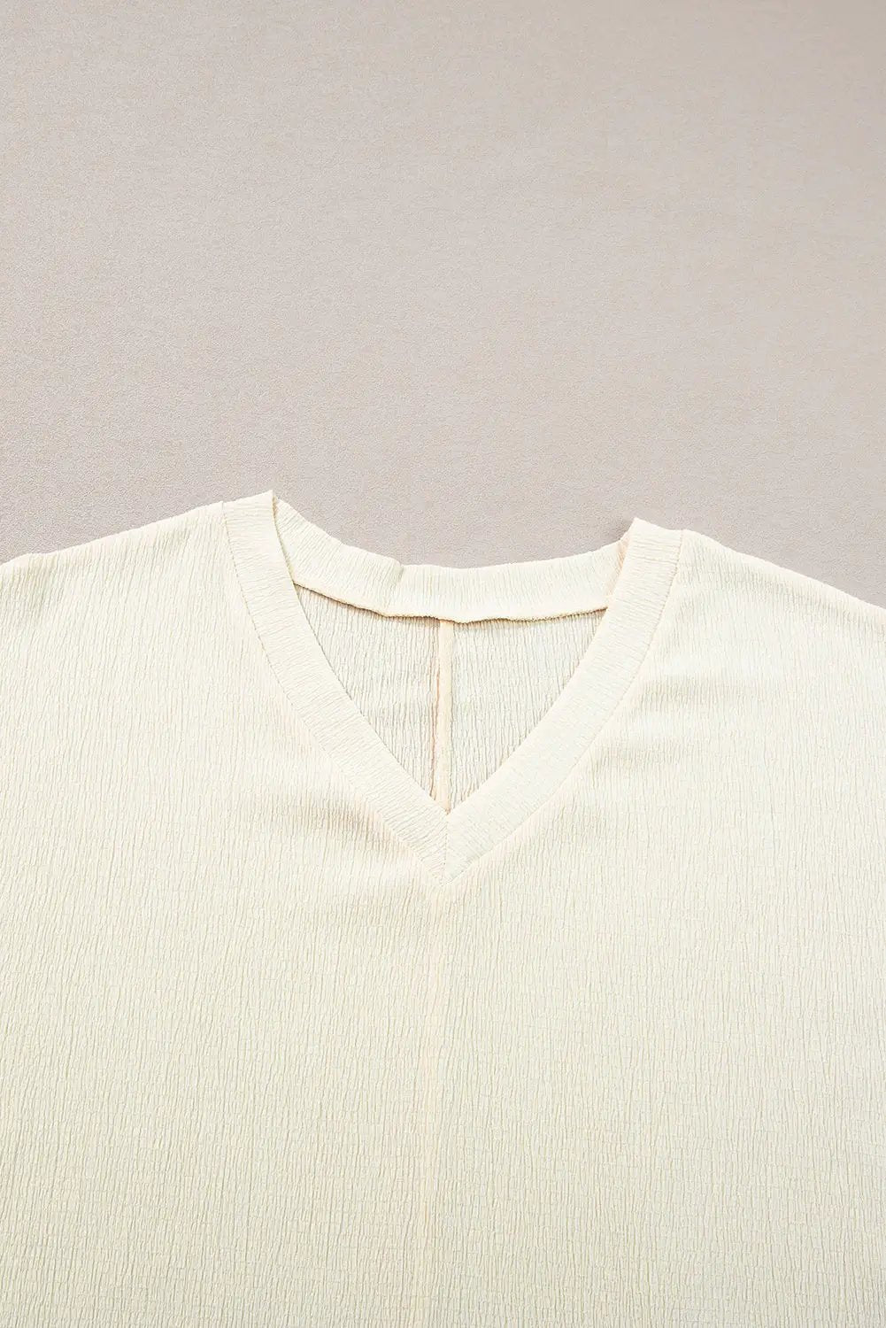 Grateful Threads Boutique Apricot Crinkled V Neck Wide Sleeve T-Shirt - T-Shirts