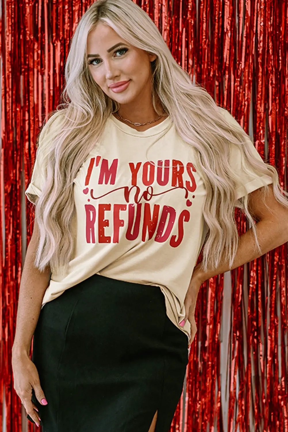 Grateful Threads Boutique I'm Yours No Refunds Crew Neck Graphic Tee - T-Shirts