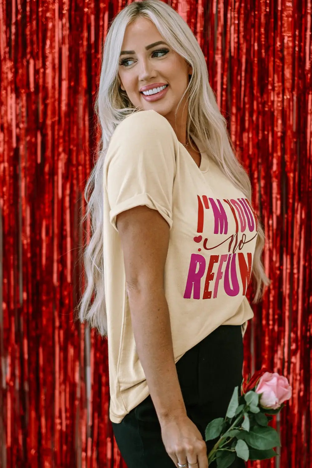Grateful Threads Boutique I'm Yours No Refunds Crew Neck Graphic Tee - T-Shirts