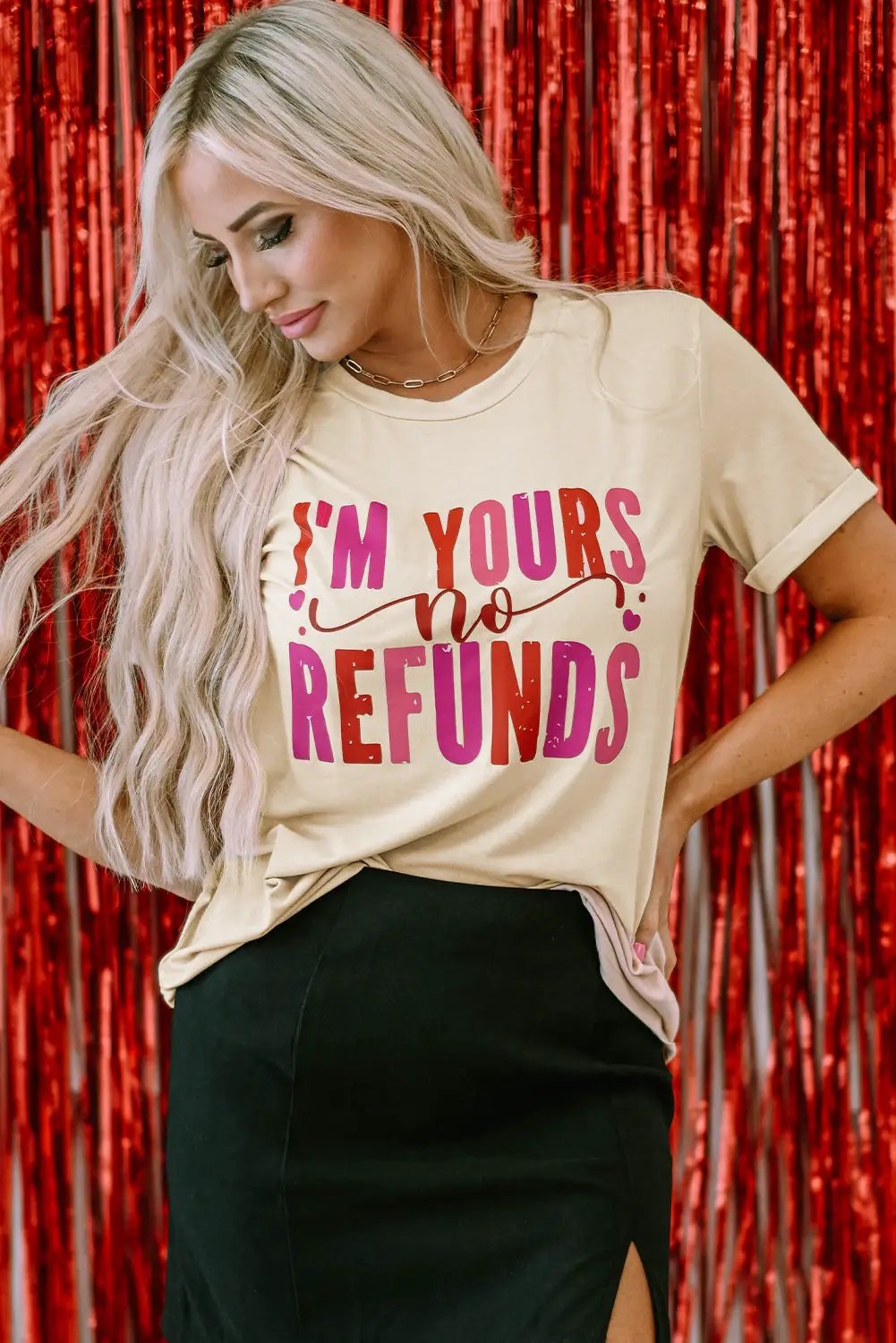 Grateful Threads Boutique I'm Yours No Refunds Crew Neck Graphic Tee - T-Shirts
