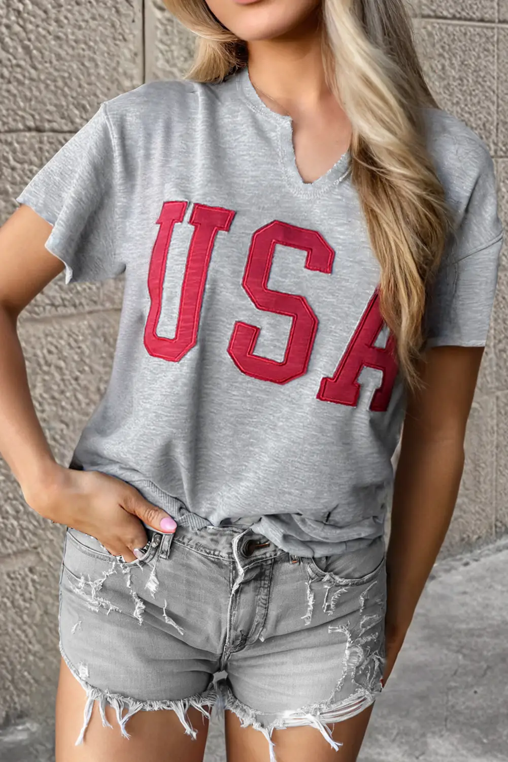 Grateful Threads Boutique USA Notched Neck Loose Tee - T-Shirts USA loose tee