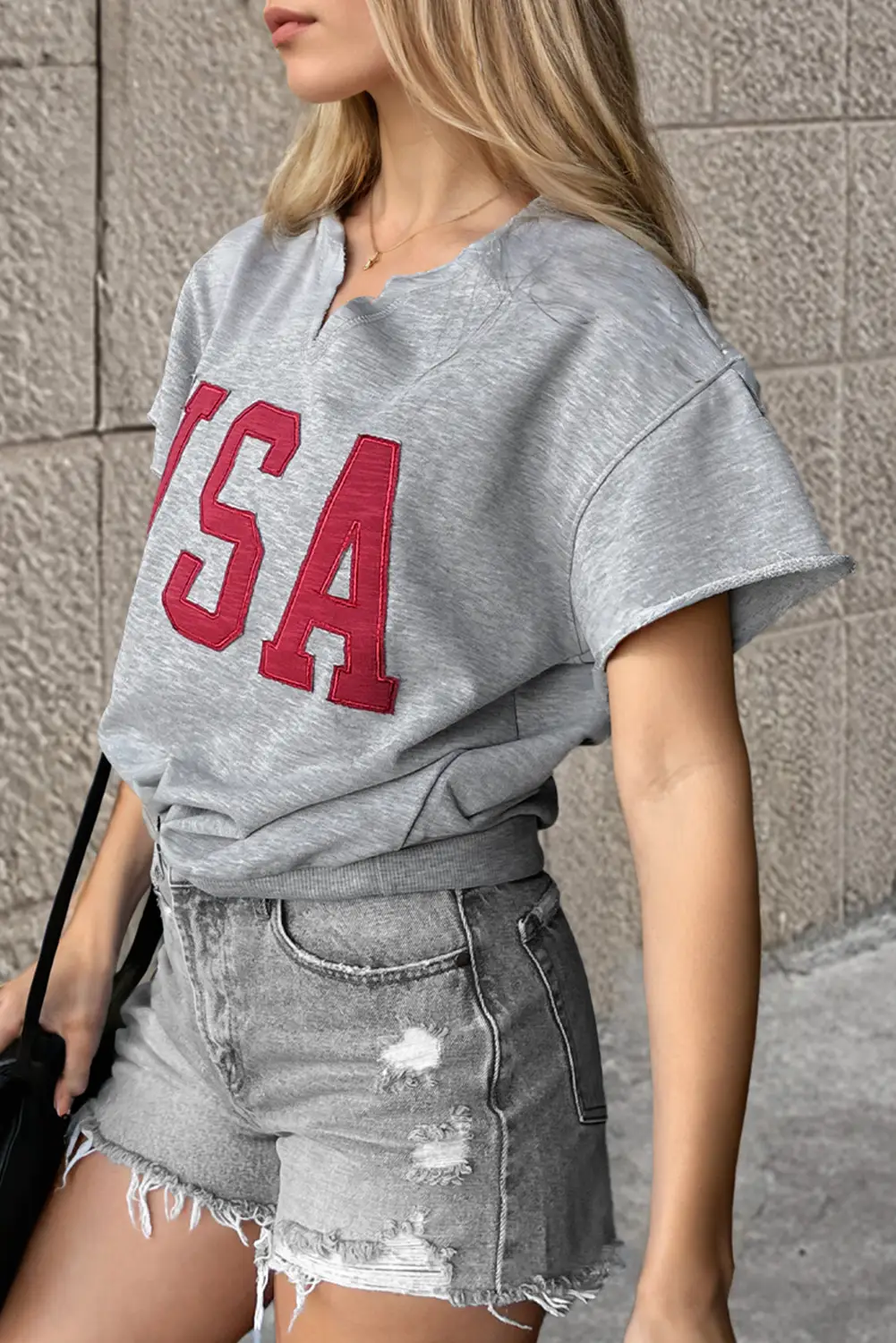 Grateful Threads Boutique USA Notched Neck Loose Tee - T-Shirts USA loose tee