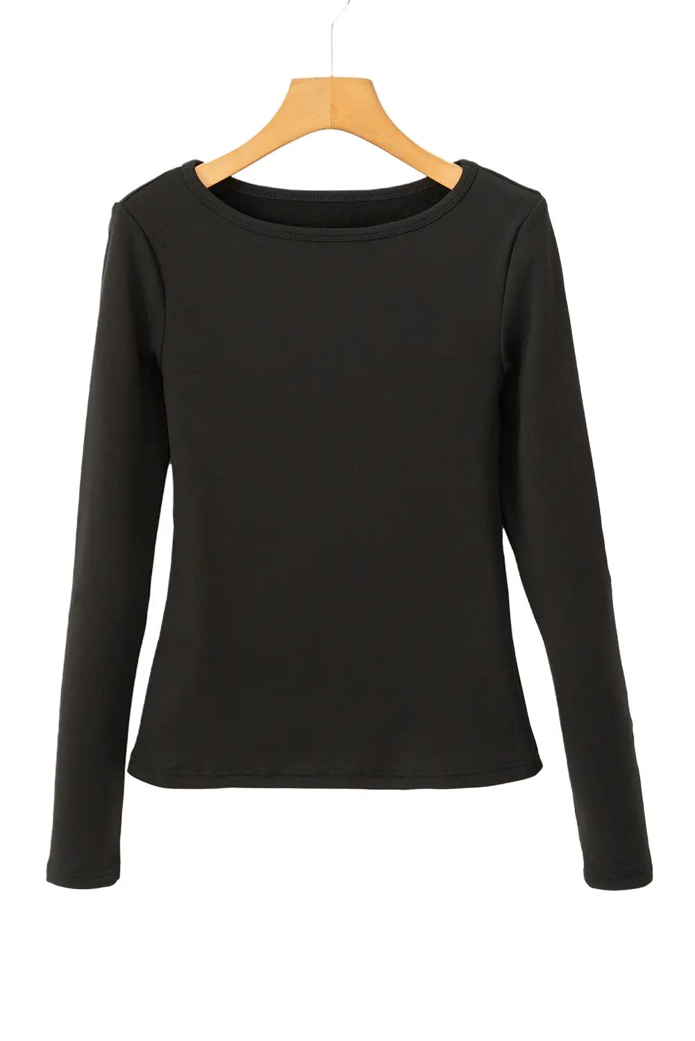 Grateful Threads Boutique Black Fleece Lined Slim Fit T-Shirt - Shirts black fleece lined shirt
