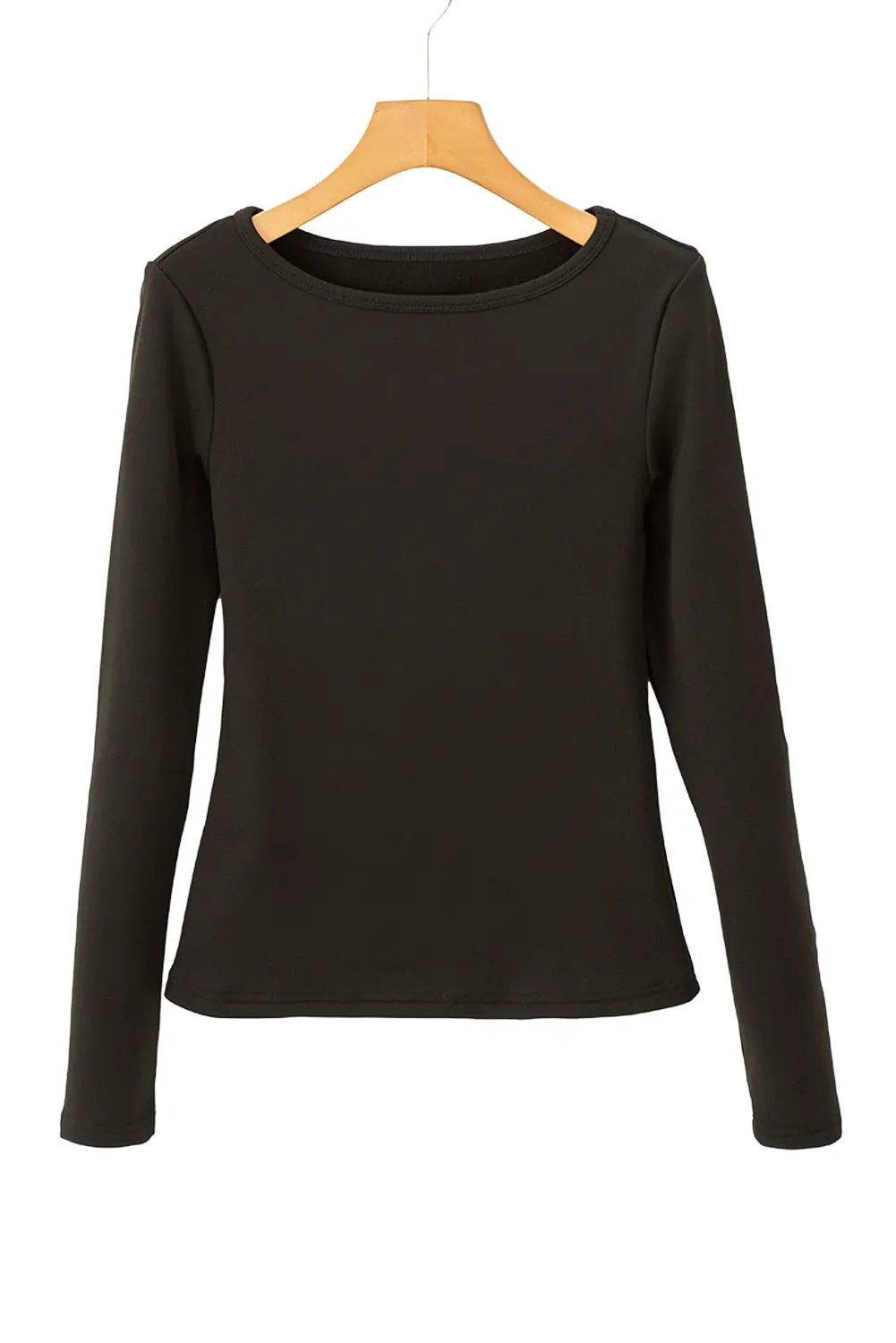Grateful Threads Boutique Black Fleece Lined Slim Fit T-Shirt - Shirts black fleece lined shirt