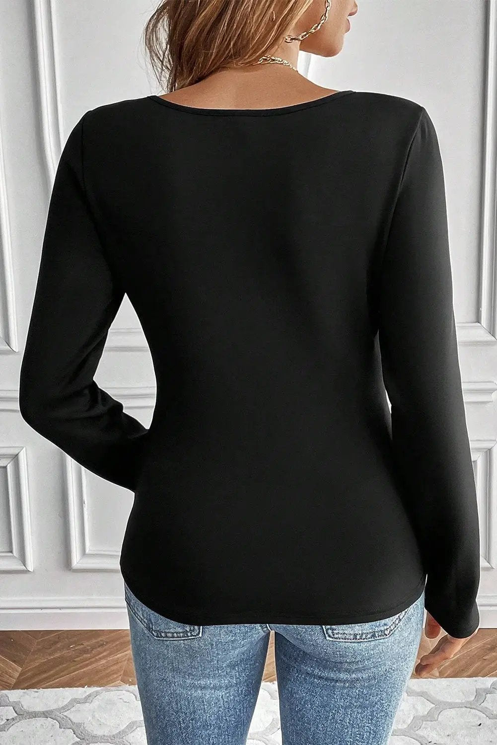 Grateful Threads Boutique Black Scoop Neck Slim Fit Thermal Top - Shirts