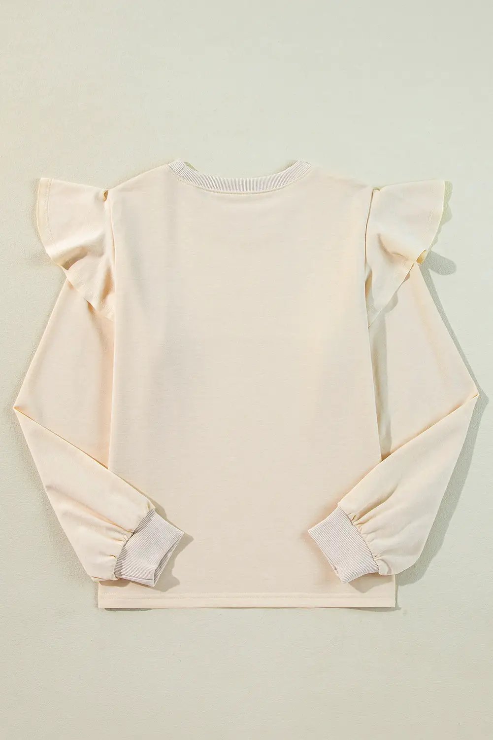 Grateful Threads Boutique Jet Stream Chic Ruffled Shoulder Cream Sweatshirt - Sweatshirts
