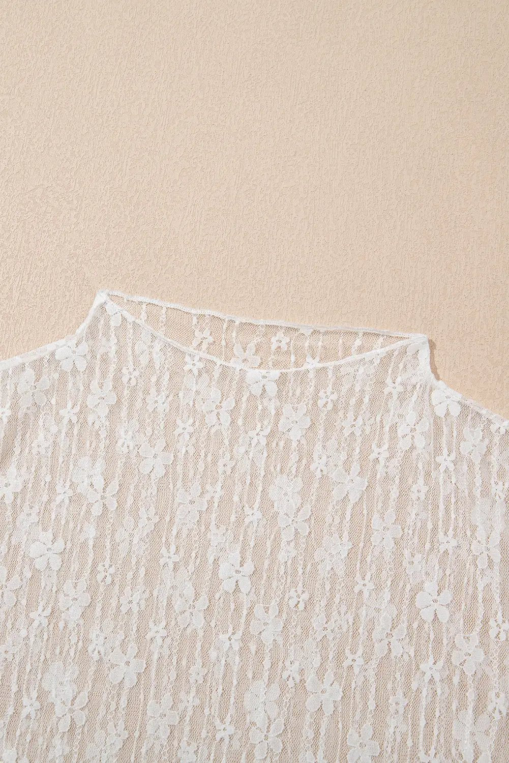 Grateful Threads Boutique White Sheer Floral Lace Long Sleeve Slim Fit Top - Blouses lace long sleeve top