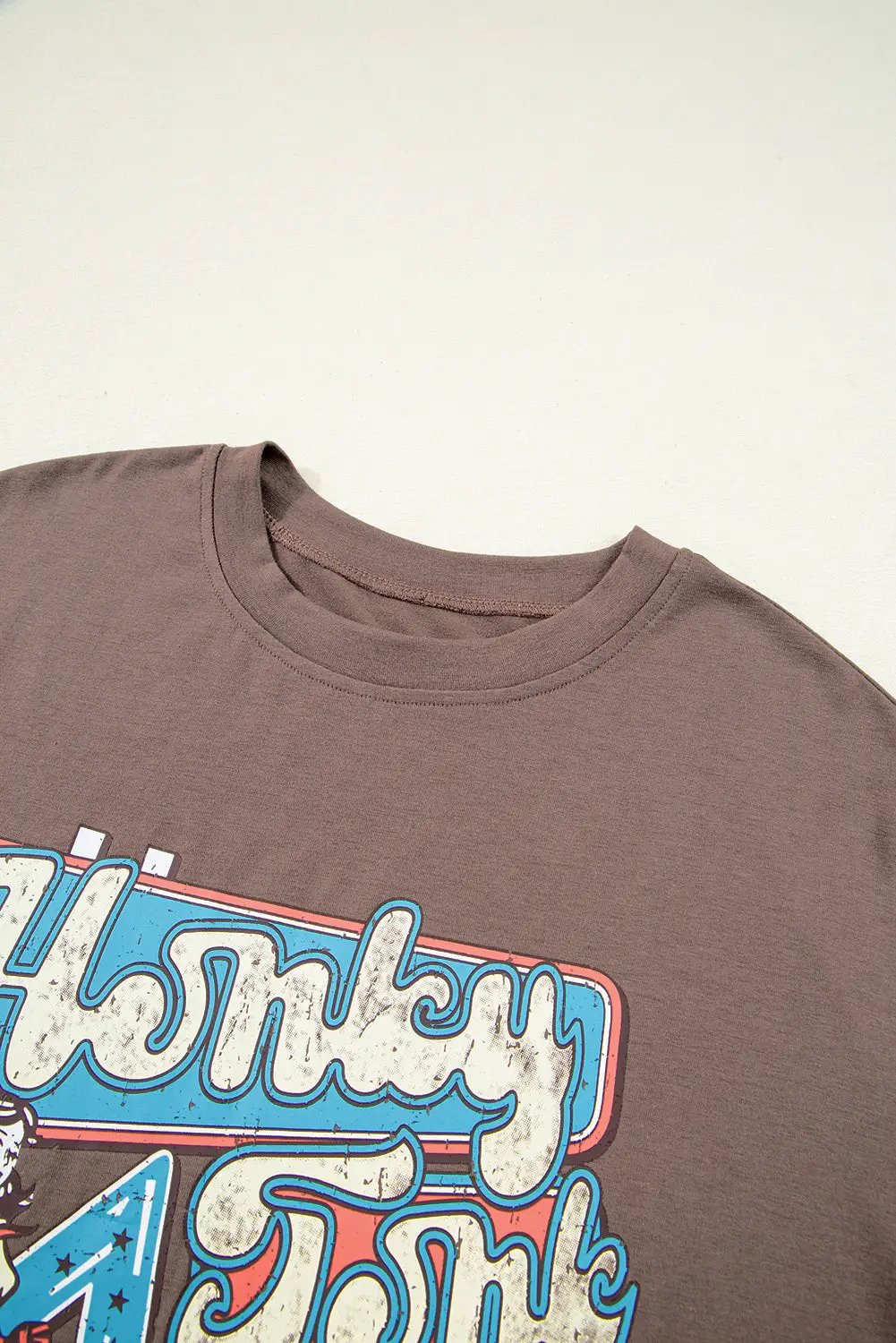 Grateful Threads Boutique Chicory Coffee Honky Tonk Honey Graphic Crew Neck Western Tee - T-Shirts Chicory Coffee Honky Tonk Honey Graphic Crew Neck Western Tee