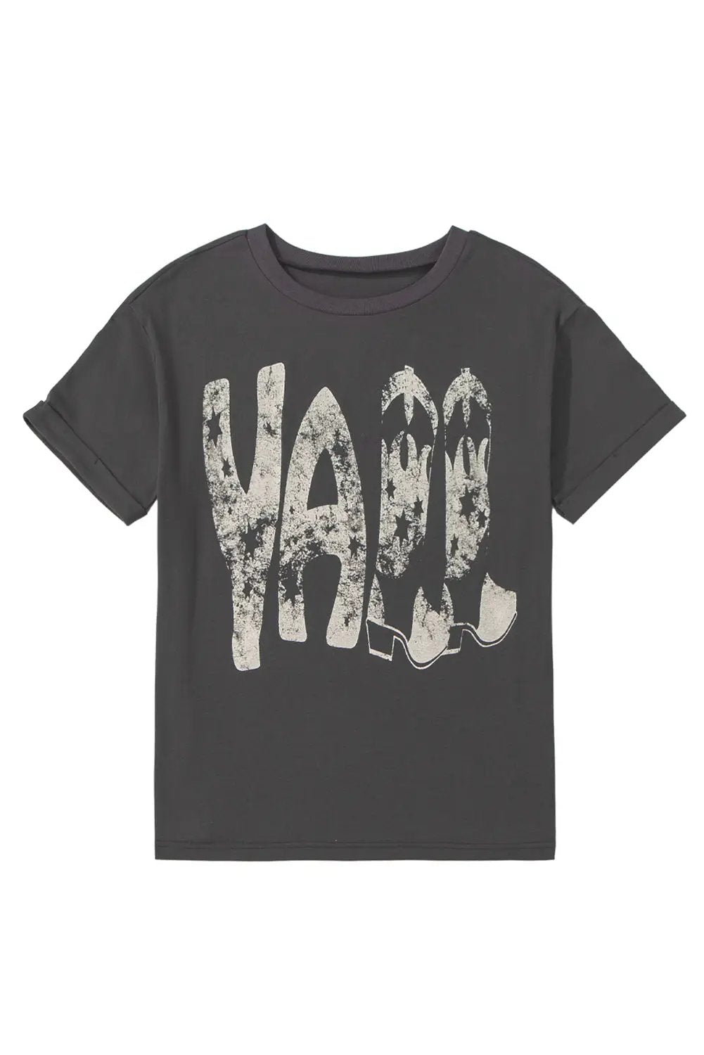 Grateful Threads Boutique Carbon Grey Vintage Yall Cowboy Boots Graphic Tee - T-Shirts Carbon Grey Vintage Yall Cowboy Boots Graphic Tee
