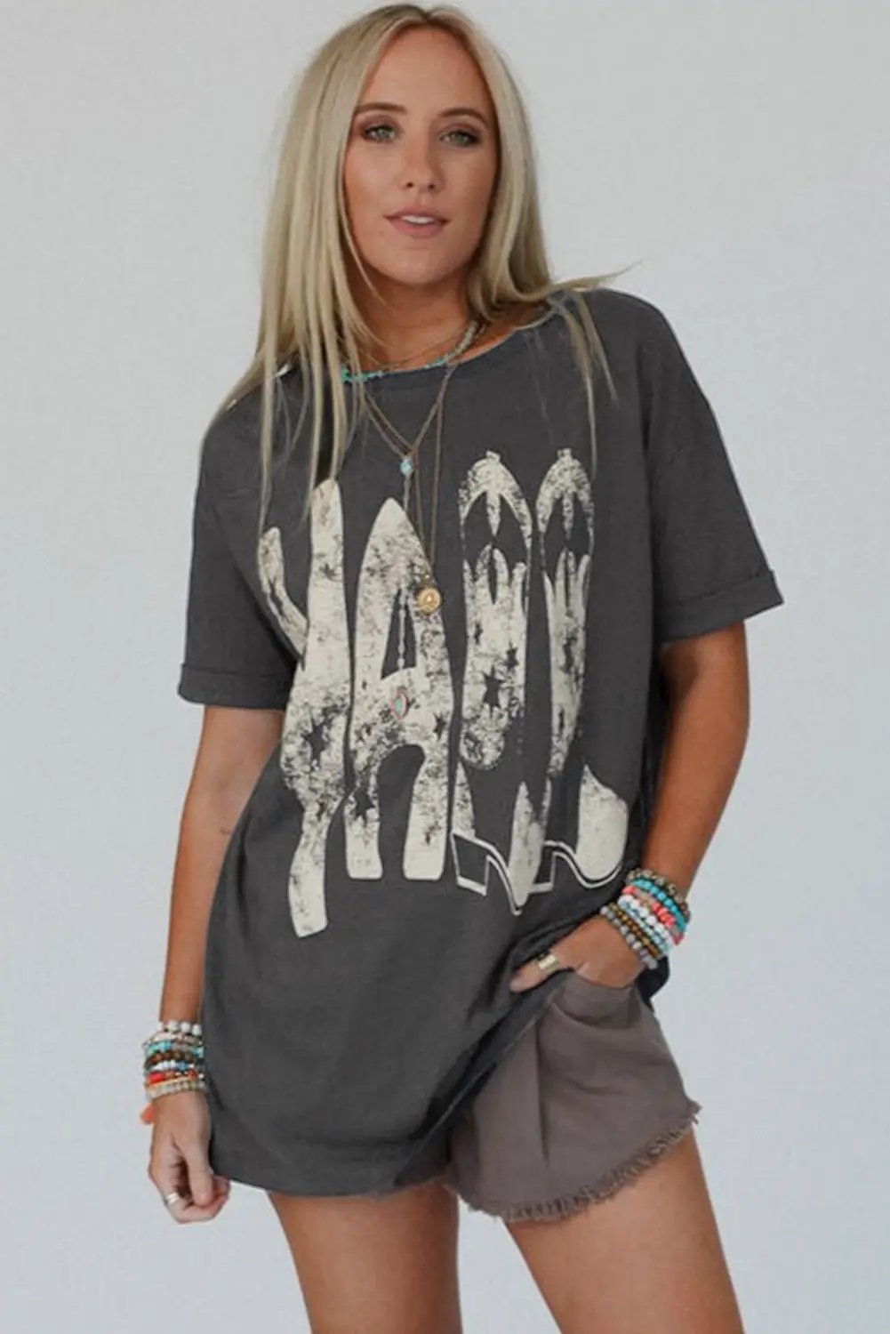 Grateful Threads Boutique Carbon Grey Vintage Yall Cowboy Boots Graphic Tee - T-Shirts Carbon Grey Vintage Yall Cowboy Boots Graphic Tee