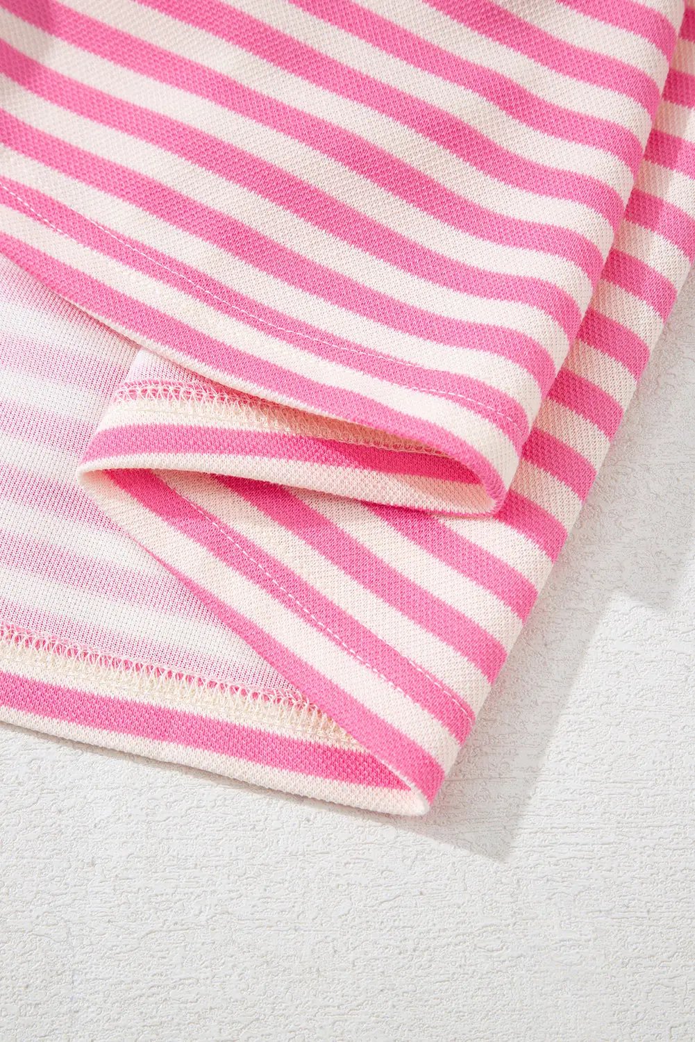 Grateful Threads Boutique Pink Stripe Bowknot Cutout Back Drop Shoulder Wide Bracelet Sleeve Loose Tee - T-Shirts Pink Stripe Bowknot Cutout Back Drop Shoulder Wide Bracelet Sleeve Loose Tee