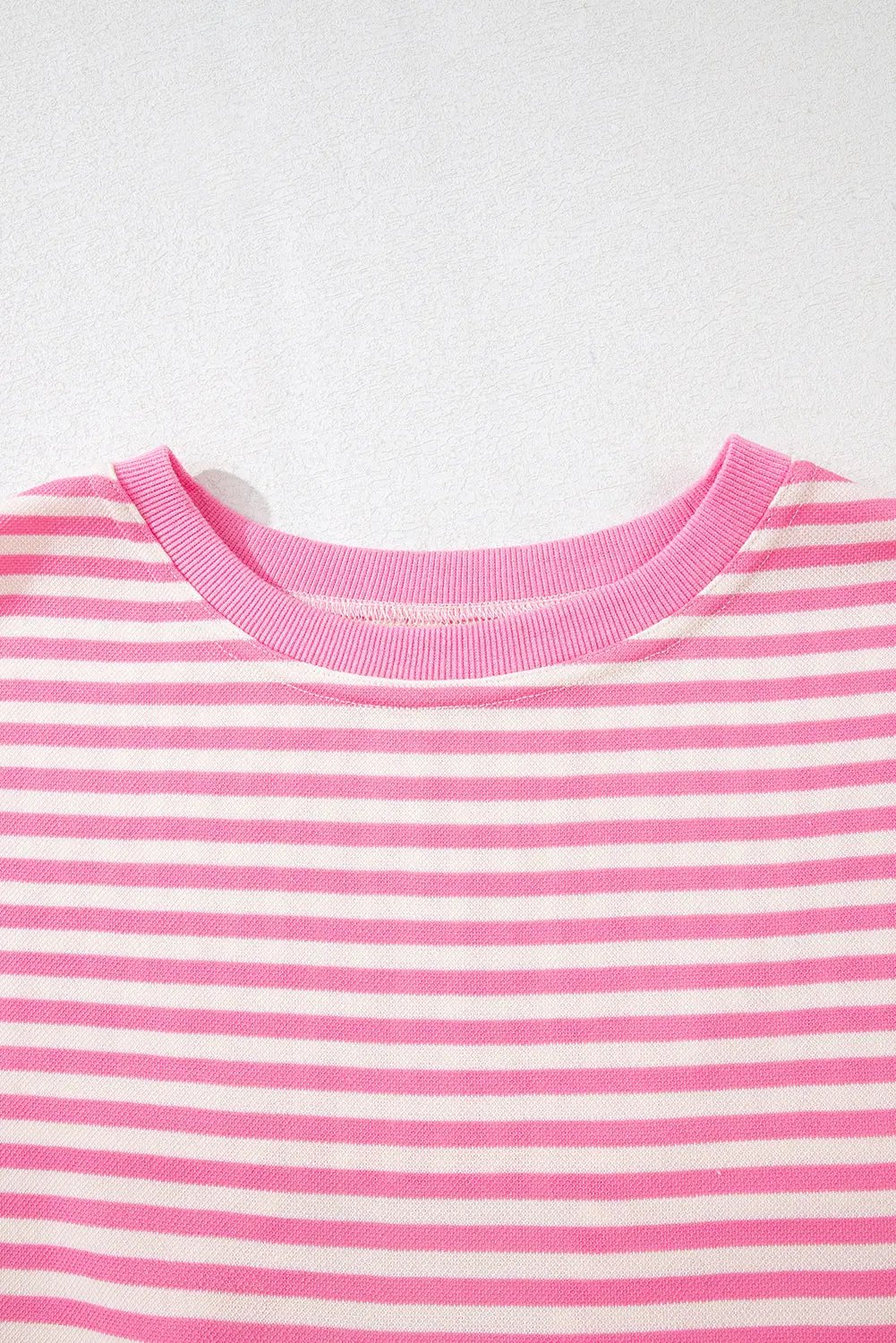 Grateful Threads Boutique Pink Stripe Bowknot Cutout Back Drop Shoulder Wide Bracelet Sleeve Loose Tee - T-Shirts Pink Stripe Bowknot Cutout Back Drop Shoulder Wide Bracelet Sleeve Loose Tee