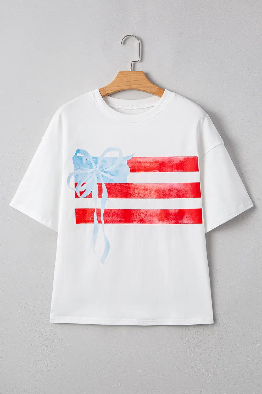 Grateful Threads Boutique White Flag Bow Graphic Crewneck Tee - T-Shirts White Flag Bow Graphic Crewneck Tee