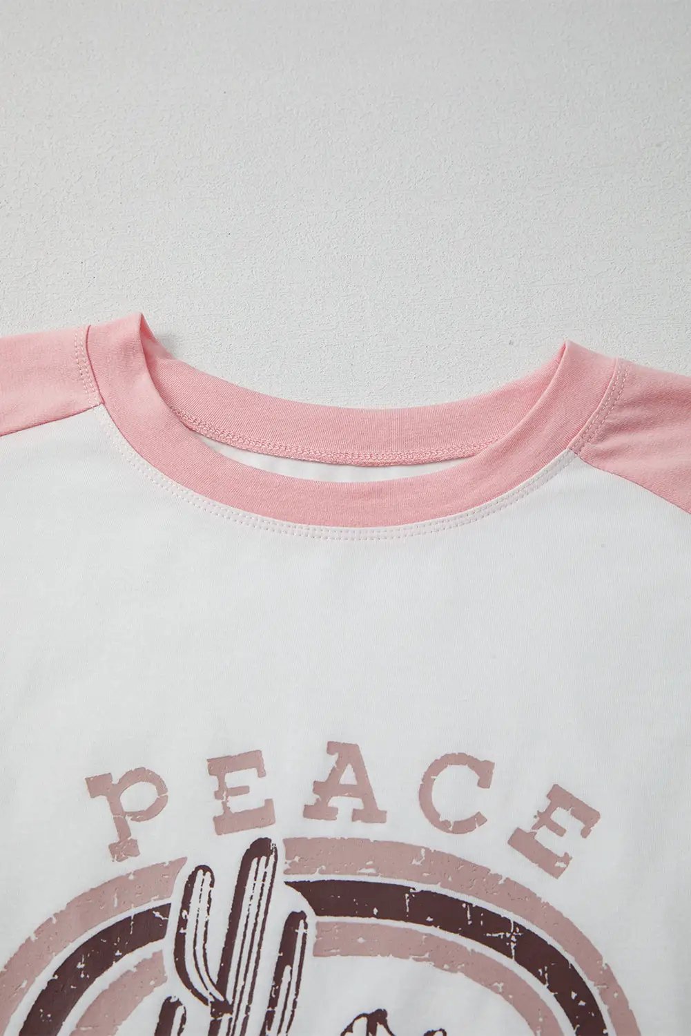 Grateful Threads Boutique Multicolor Asymmetric Printed Patchwork Sleeve Peace Desert Graphic Top - T-Shirts Multicolour Asymmetric Printed Patchwork Sleeve Peace Desert Graphic Top