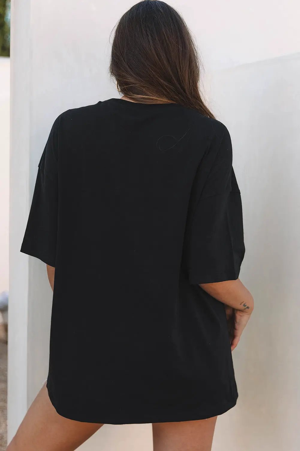 Grateful Threads Boutique Black Paisley Print Crew Neck Loose Fit Tunic Tee - Tunics Black Paisley Print Crew Neck Loose Fit Tunic Tee