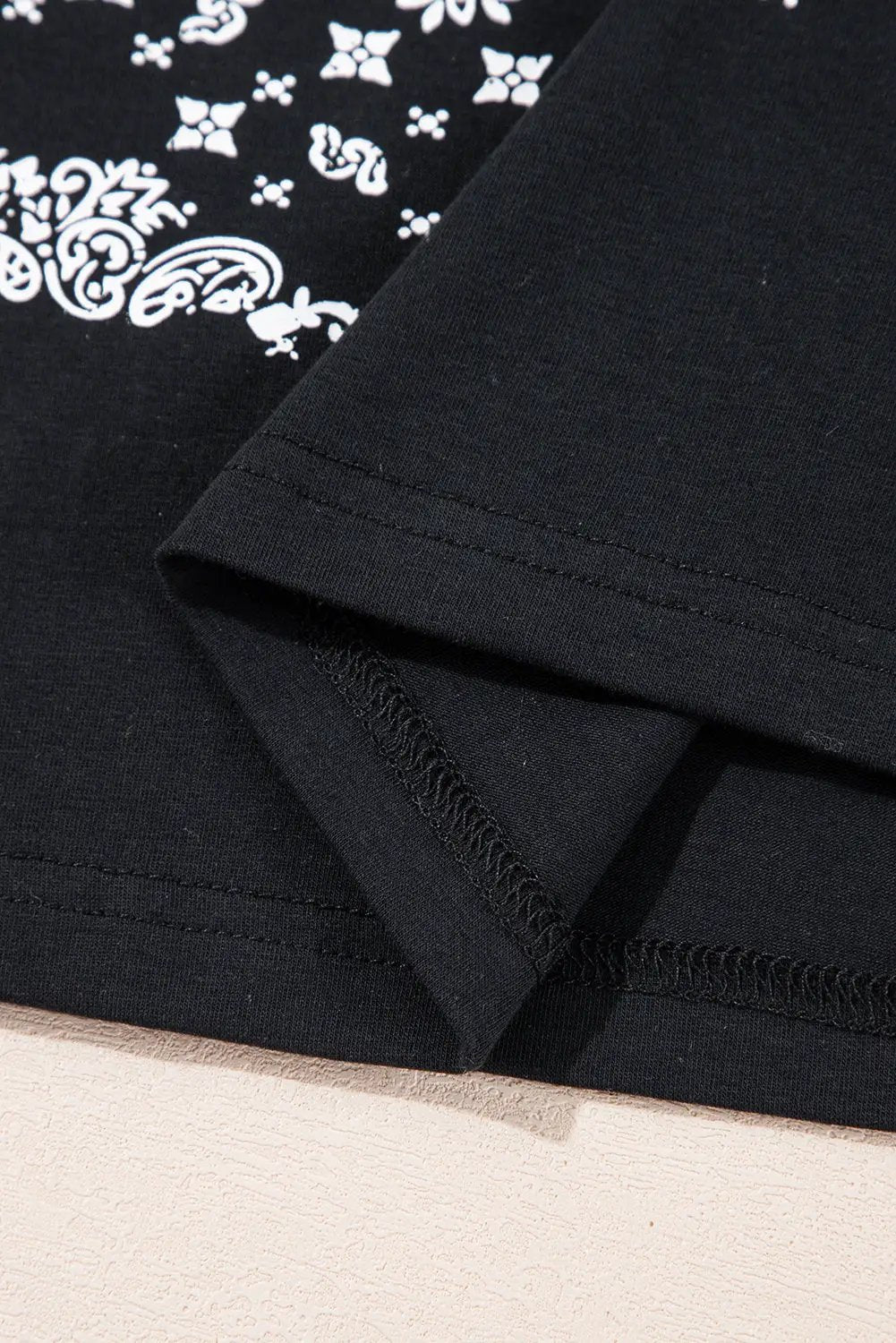 Grateful Threads Boutique Black Paisley Print Crew Neck Loose Fit Tunic Tee - Tunics Black Paisley Print Crew Neck Loose Fit Tunic Tee
