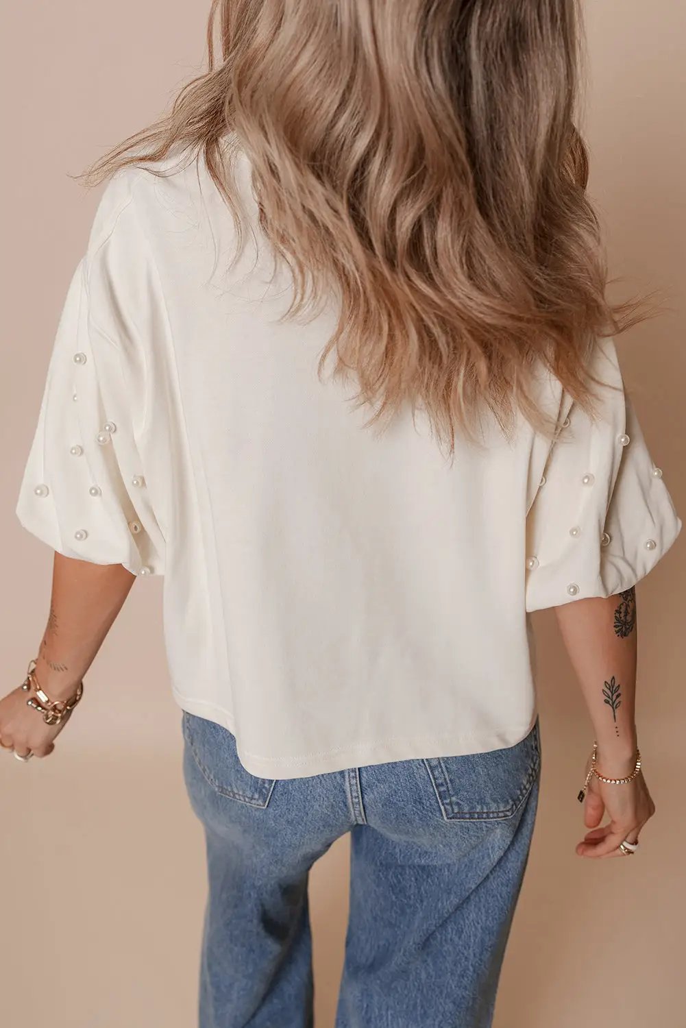Grateful Threads Boutique America Embroidered Pearl Beaded Puff Sleeve Blouse - Blouses embroidered america pearl puff sleeve blouse