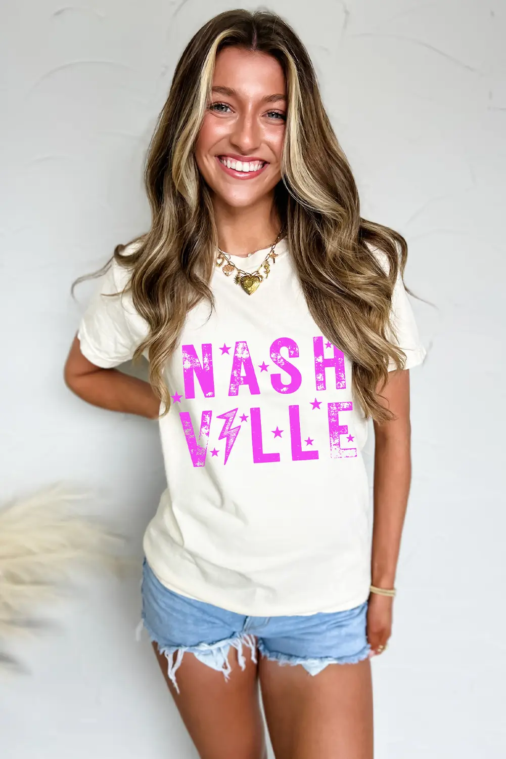 Grateful Threads Boutique White Nashville Graphic Crewneck Tee - T-Shirts White Nashville Star Graphic Crewneck T Shirt