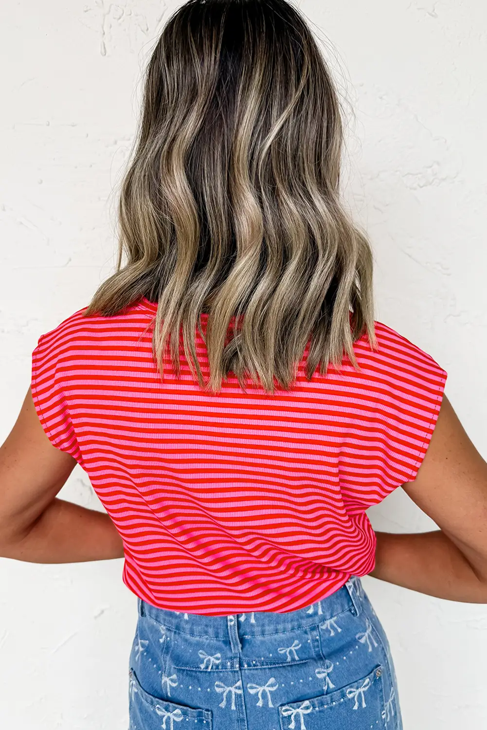 Grateful Threads Boutique Red Stripe MAMA Graphic Cap Sleeve T Shirt - T-Shirts Red Stripe MAMA Graphic Cap Sleeve T Shirt