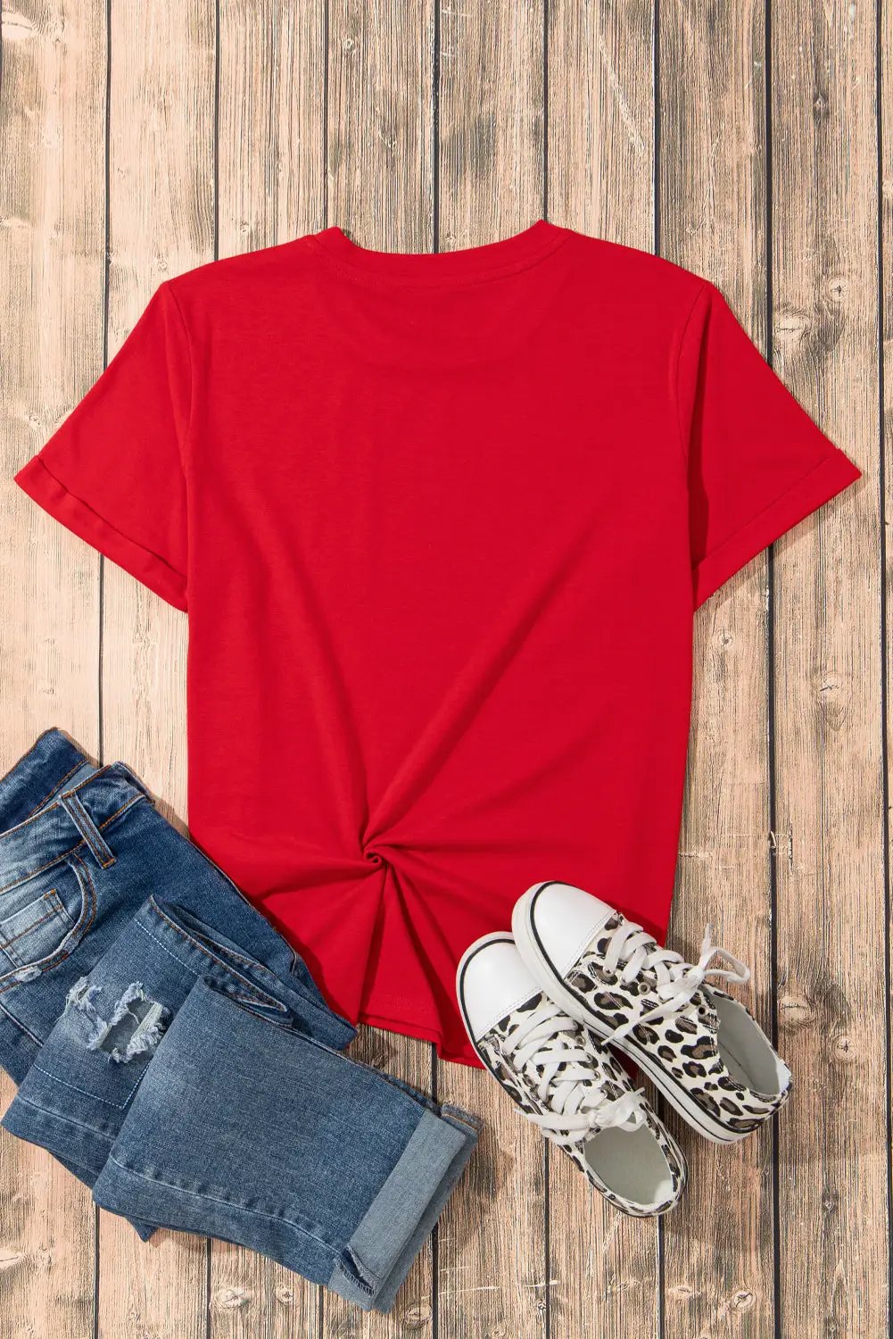 Grateful Threads Boutique Red Checkered Game Day Graphic Tee - T-Shirts Red Checkered Game Day Graphic Tee