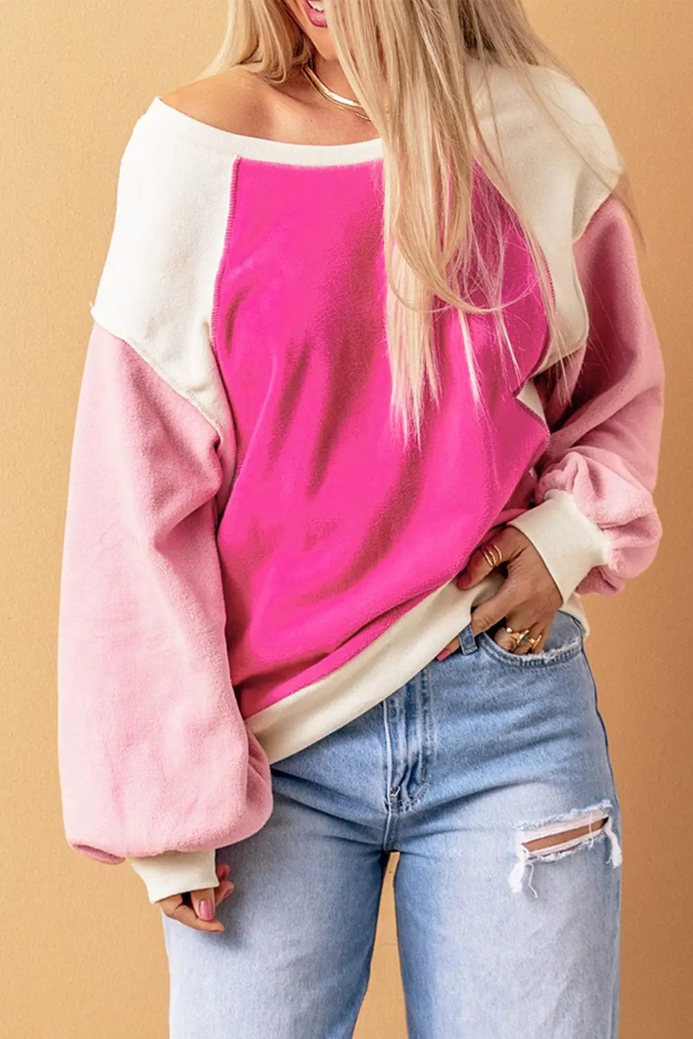 Grateful Threads Boutique Colorblock Fleece Sweatshirt - Sweatshirts