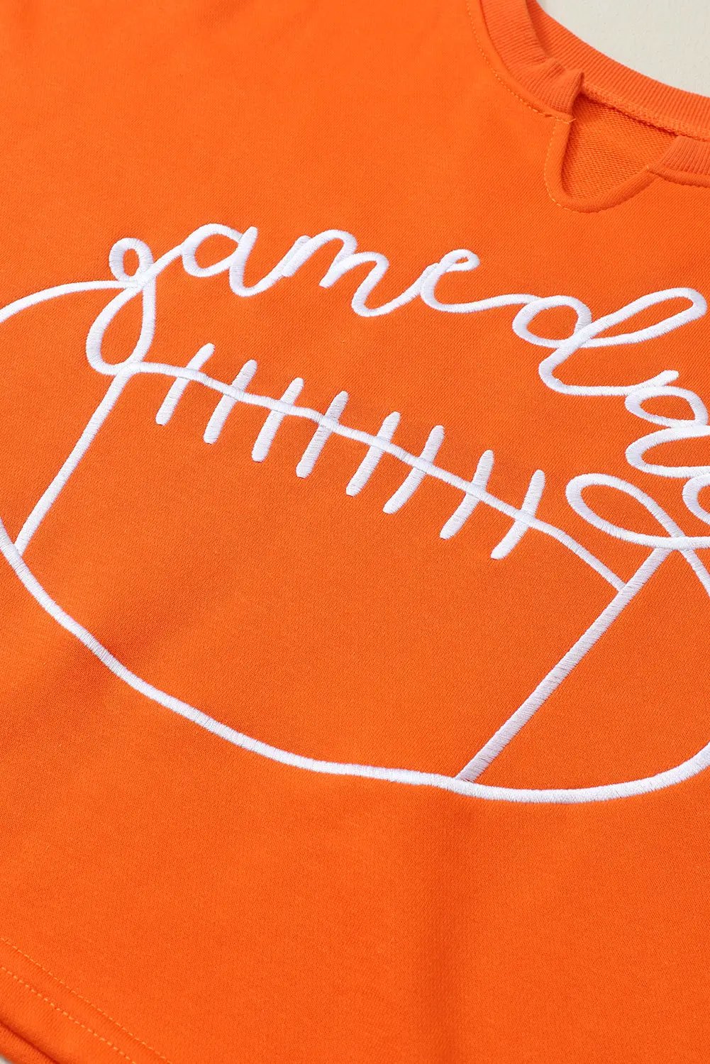 Grateful Threads Boutique Orange Game Day Lettering Rugby Football Notched Neck Sweatshirt - Sweatshirts Orange Game Day Lettering Rugby Football Notched Neck Sweatshirt