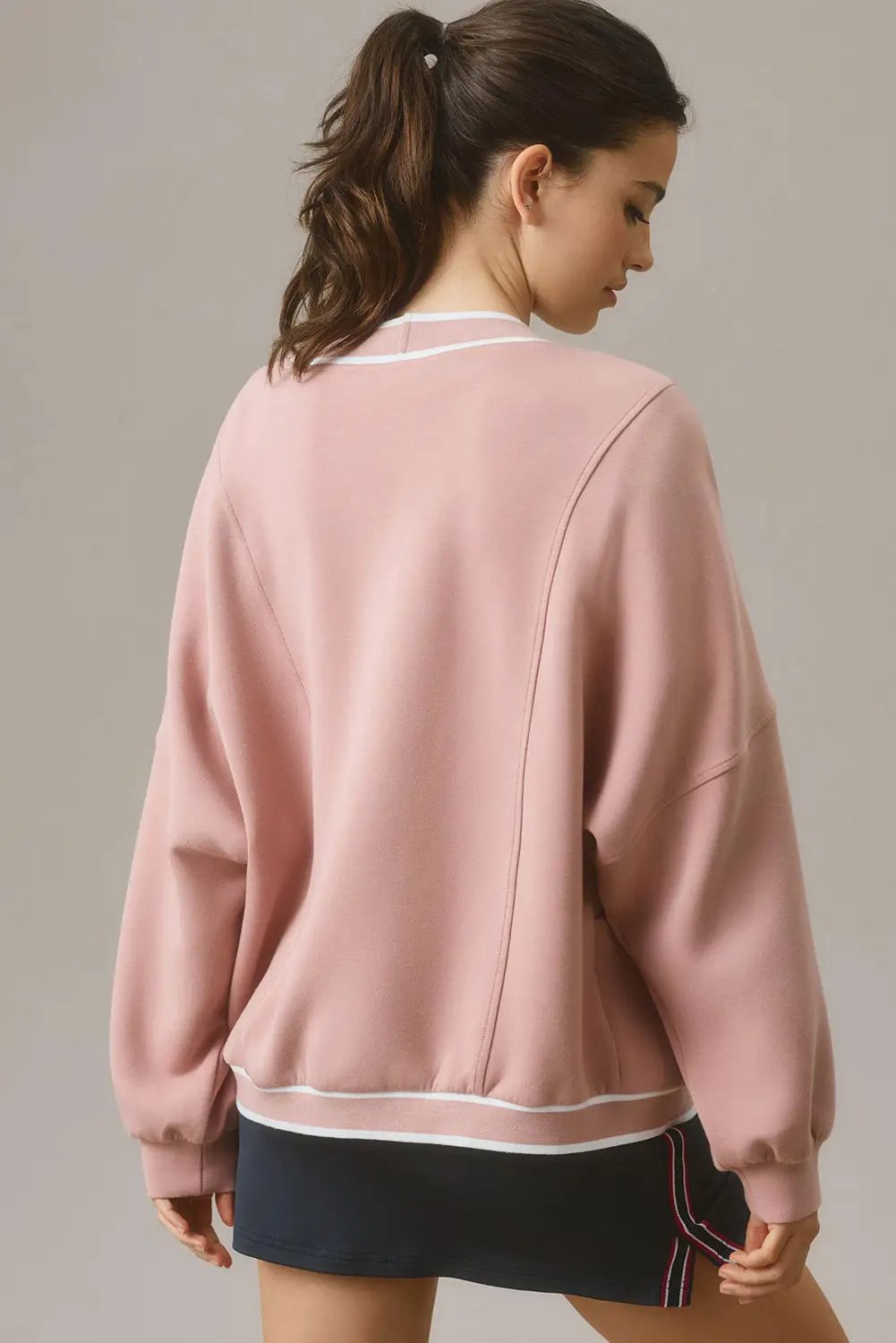Grateful Threads Boutique Blush Court Contrast Trim Knit Preppy Cardigan - Cardigans Pink Stripe Contrast Trim V Neck Buttoned Front Pocketed Knit Cardigan
