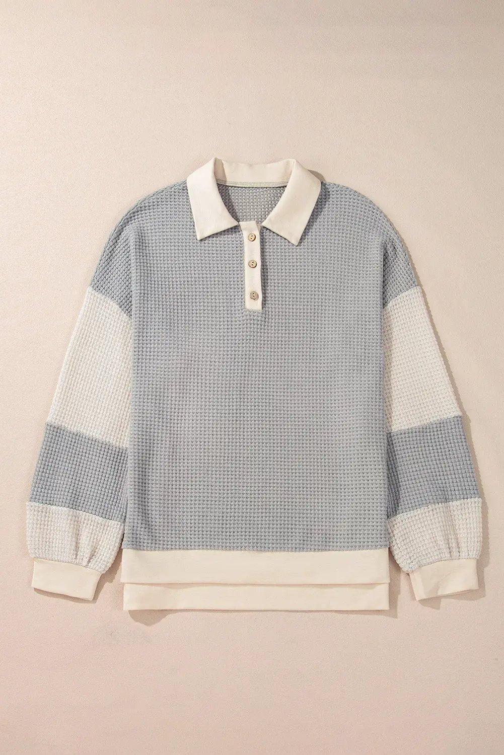 Grateful Threads Boutique Khaki Textured Colorblock Collared Henley Top - Shirts Khaki Textured Colorblock Collared Henley Top
