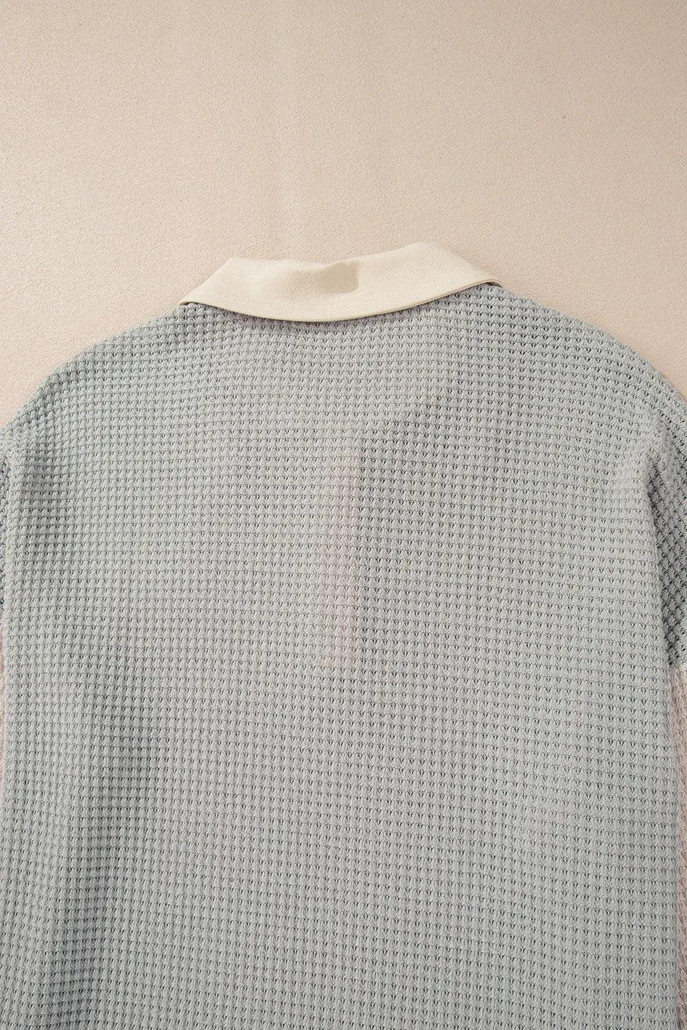 Grateful Threads Boutique Khaki Textured Colorblock Collared Henley Top - Shirts Khaki Textured Colorblock Collared Henley Top