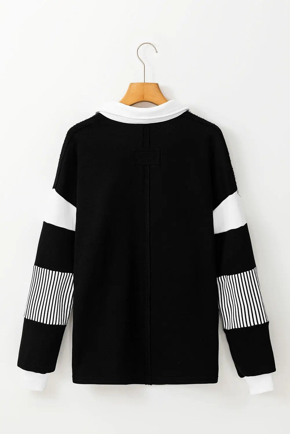Grateful Threads Boutique Black Striped Colorblock Patchwork Collar Sweatshirt - Sweatshirts Colorblock Collar Sweatshirt