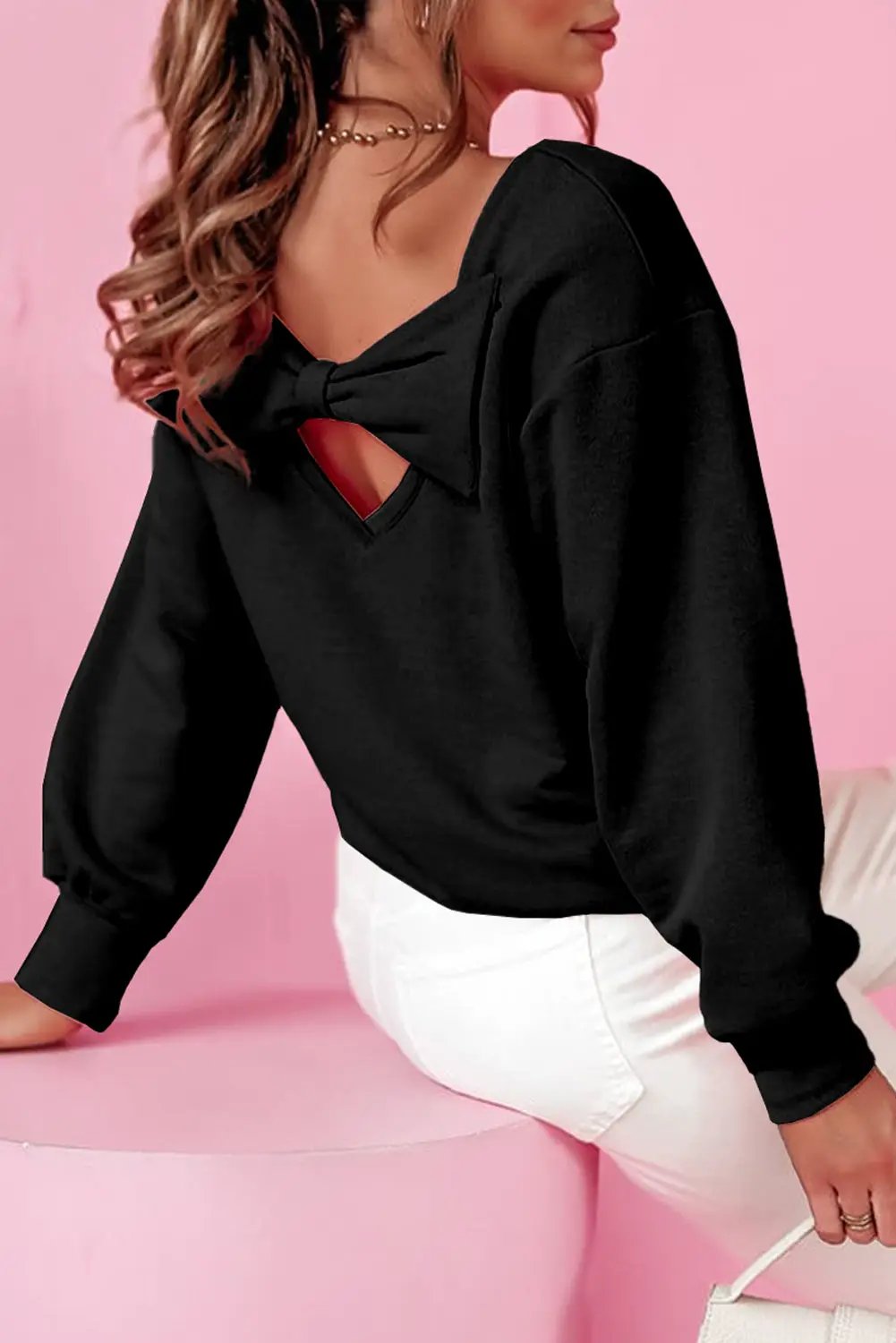 Grateful Threads Boutique Black Bowknot Dewback Sweatshirt - Shirts Black Bowknot Sweatshirt