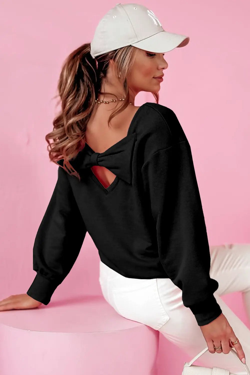 Grateful Threads Boutique Black Bowknot Dewback Sweatshirt - Shirts Black Bowknot Sweatshirt