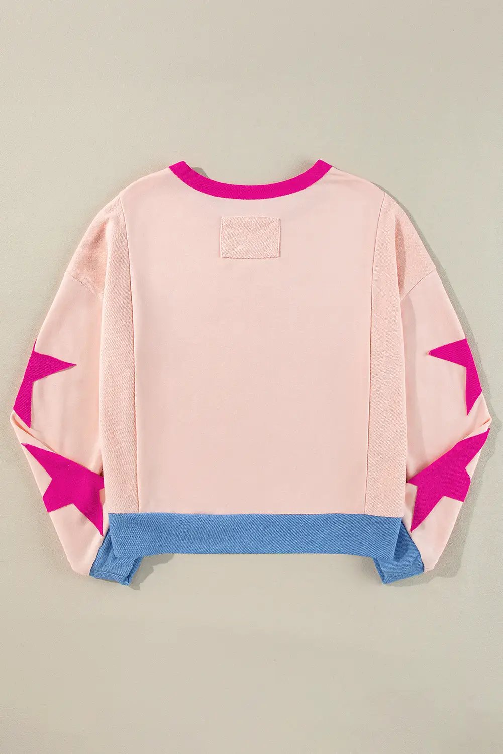 Grateful Threads Boutique Light Pink Star Patchwork Oversized Sweatshirt - Sweatshirts