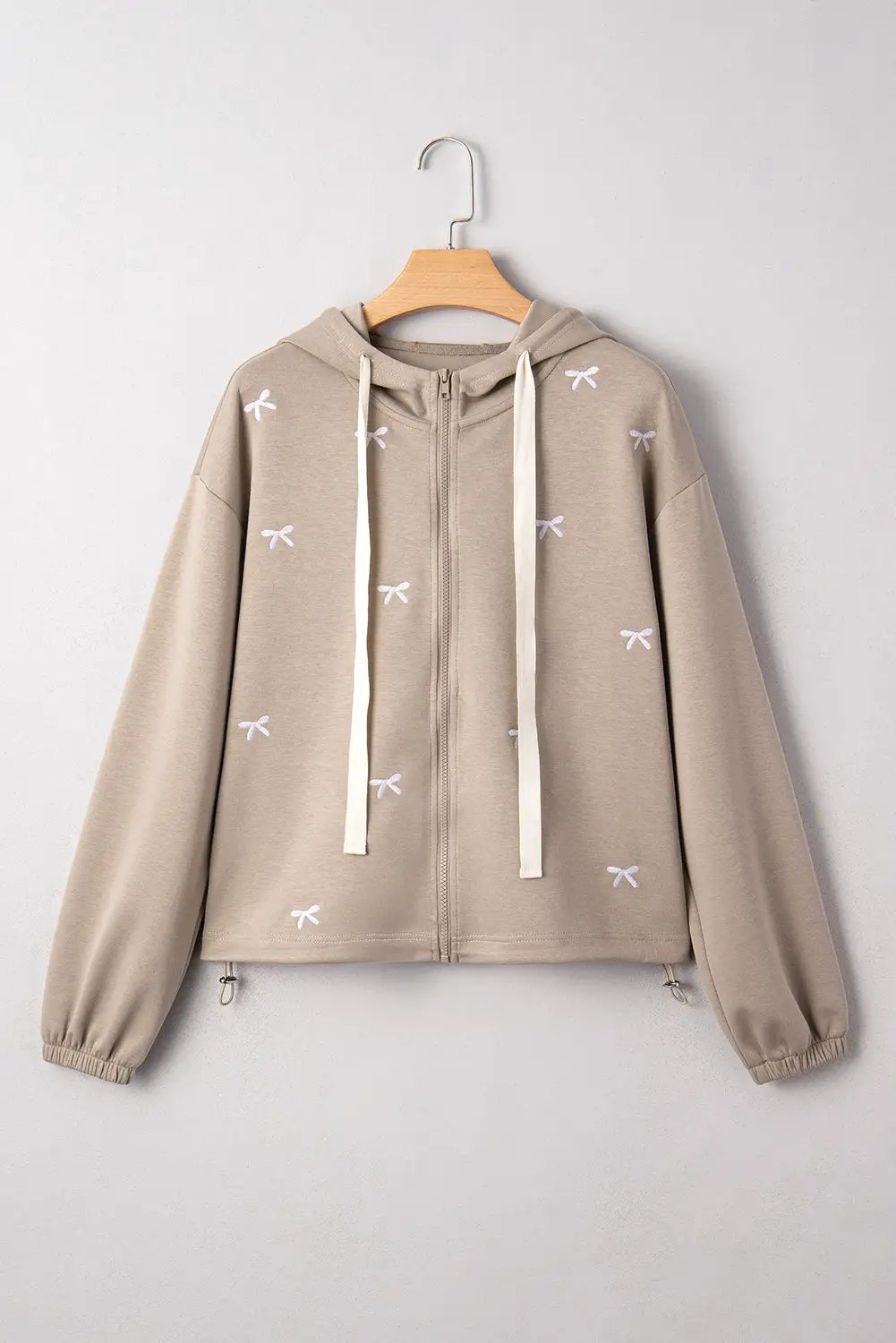 Grateful Threads Boutique Sweet Little Bow Zip-Up Hoodie - Hoodies Goat Contrast Bow Embroidered Zip Up Jacket Hoodie