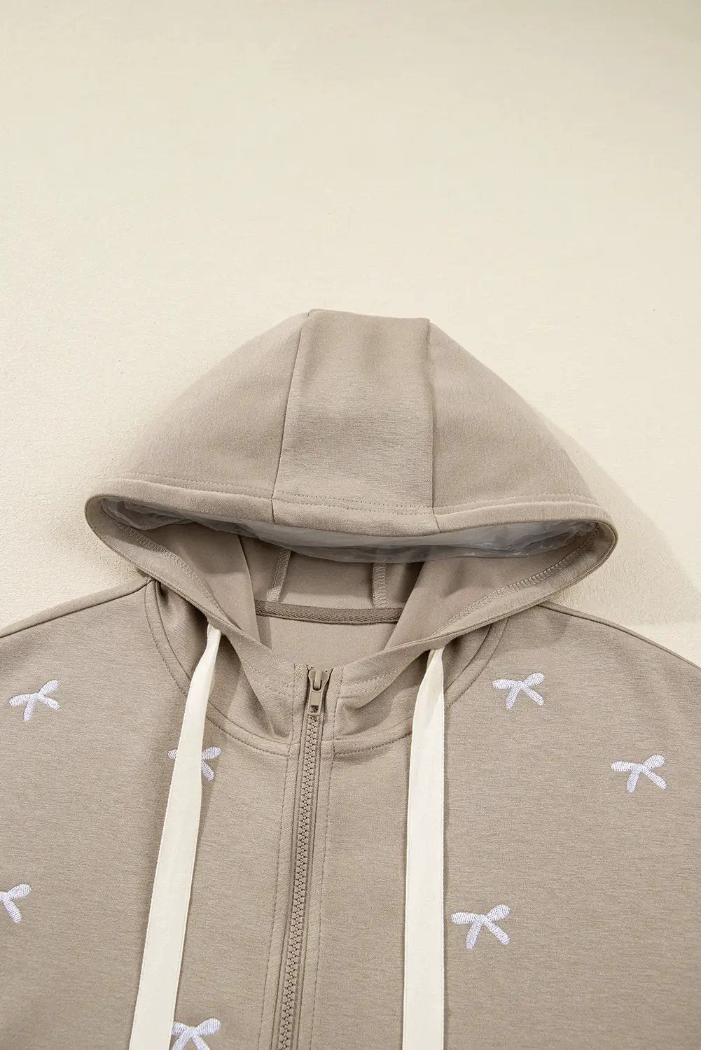 Grateful Threads Boutique Sweet Little Bow Zip-Up Hoodie - Hoodies Goat Contrast Bow Embroidered Zip Up Jacket Hoodie