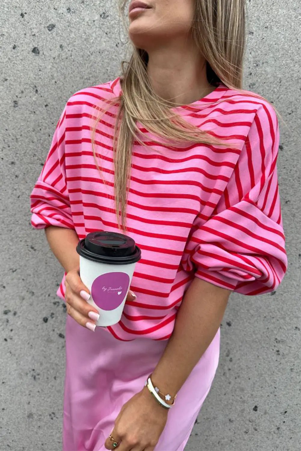 Grateful Threads Boutique Pink Lemonade Ballon Sleeve Pullover - Sweatshirts
