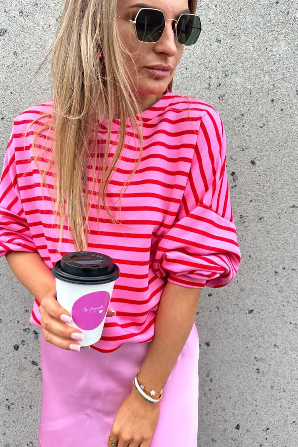 Grateful Threads Boutique Pink Lemonade Ballon Sleeve Pullover - Sweatshirts