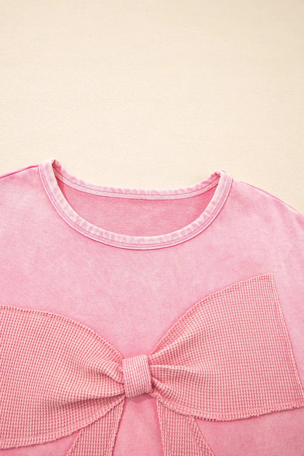 Grateful Threads Boutique Bubblegum Bow Mineral Wash Pullover Sweatshirt - Sweatshirts pink ribbon sweatshirt