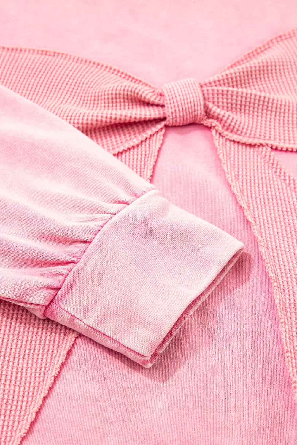 Grateful Threads Boutique Bubblegum Bow Mineral Wash Pullover Sweatshirt - Sweatshirts pink ribbon sweatshirt