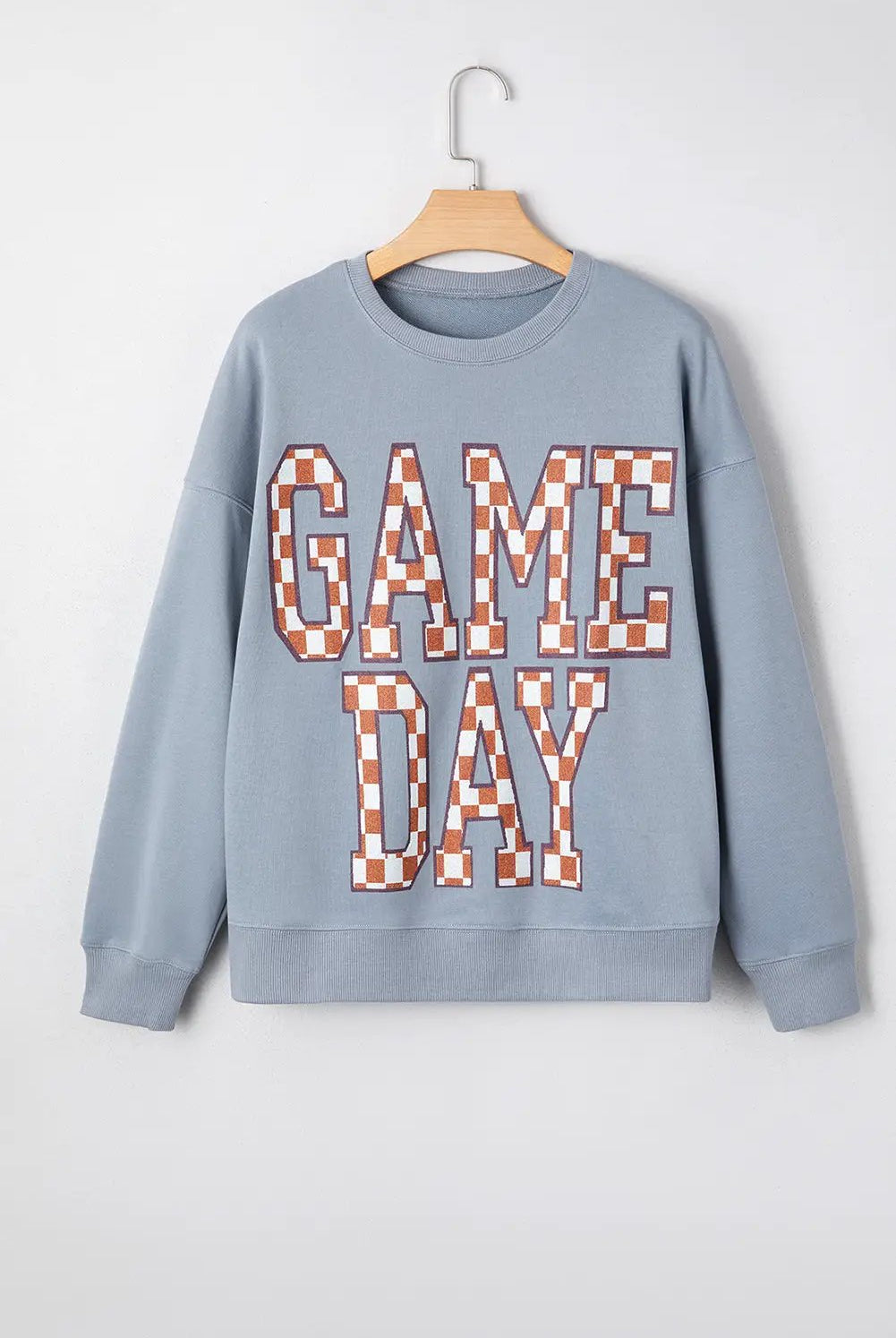 Grateful Threads Boutique Sleet GAME DAY Checkered Letter Graphic Oversize Sweatshirt - Sweatshirts Sleet GAME DAY Checkered Letter Graphic Oversize Sweatshirt