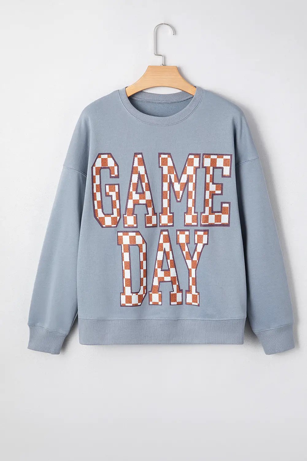 Grateful Threads Boutique Sleet GAME DAY Checkered Letter Graphic Oversize Sweatshirt - Sweatshirts Sleet GAME DAY Checkered Letter Graphic Oversize Sweatshirt