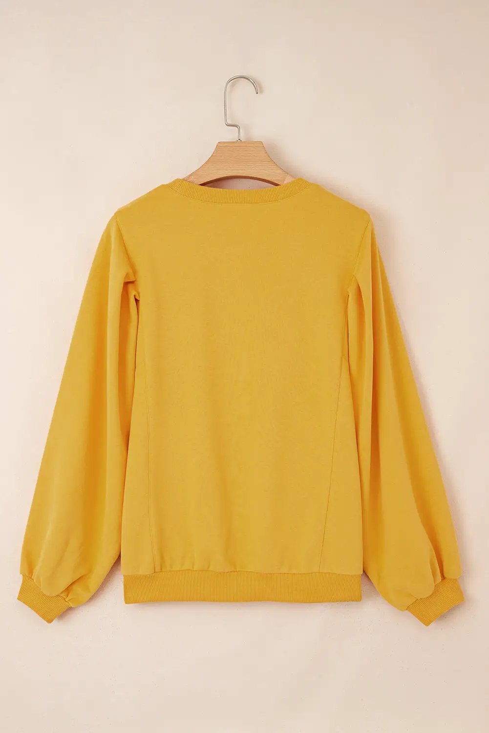 Grateful Threads Boutique Citrus Pleated Balloon Sleeve Pullover Solid Sweatshirt - Sweatshirts Citrus Pleated Balloon Sleeve Pullover Solid Sweatshirt