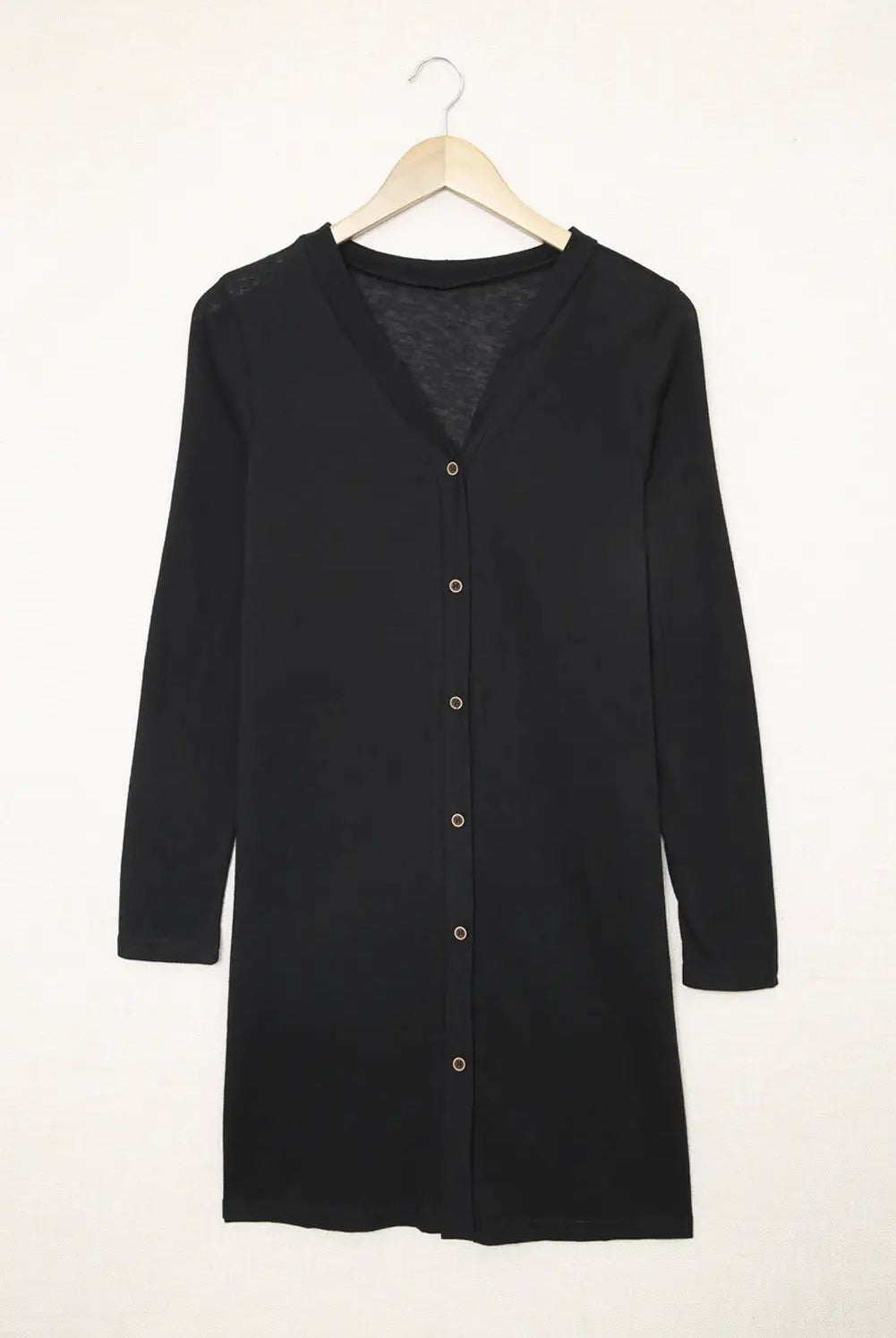 Grateful Threads Boutique Charcoal Black Longline Cardigan – Airy, Button-Up & Effortless Layering - Cardigans black longline button up cardigan