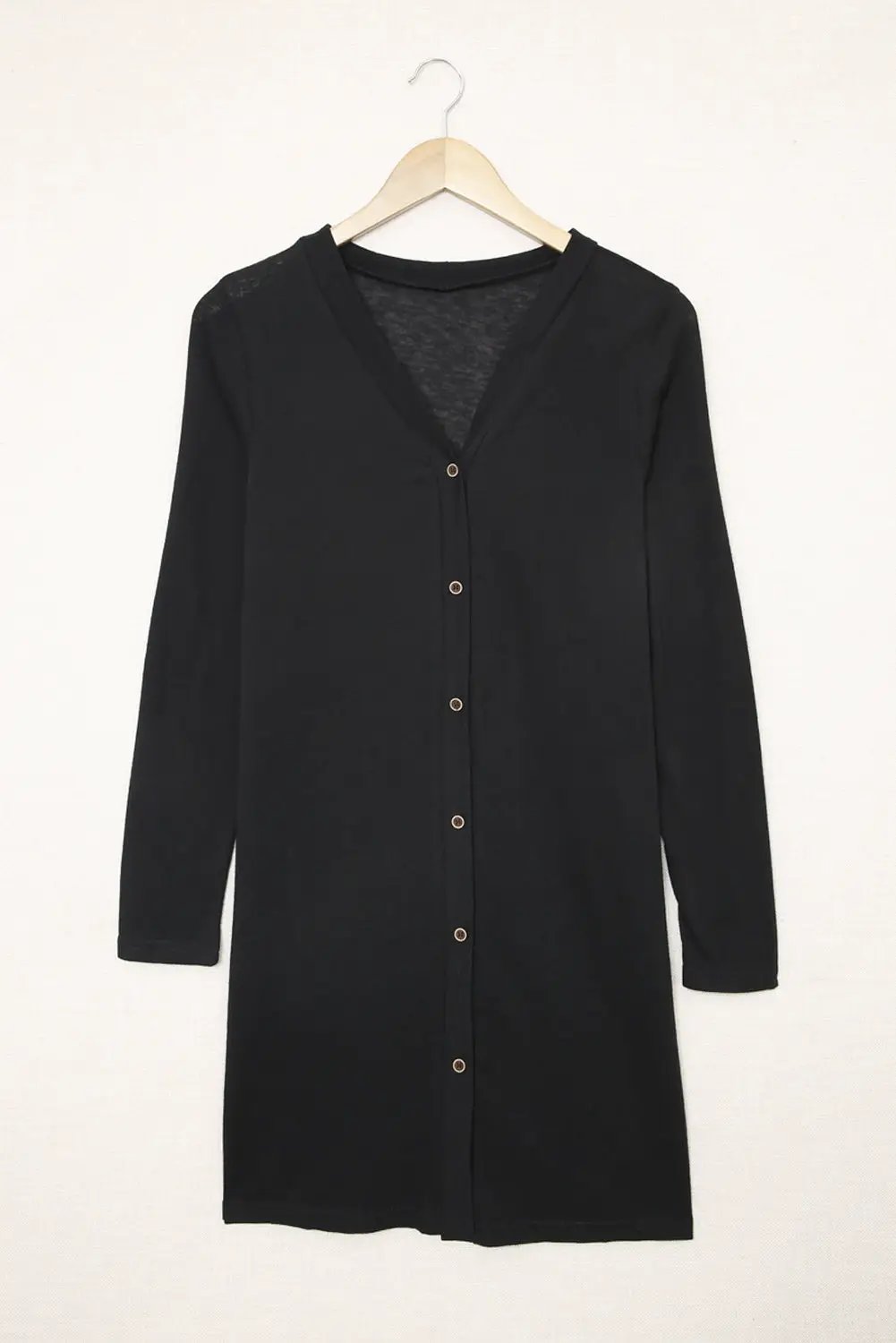 Grateful Threads Boutique Charcoal Black Longline Cardigan – Airy, Button-Up & Effortless Layering - Cardigans black longline button up cardigan
